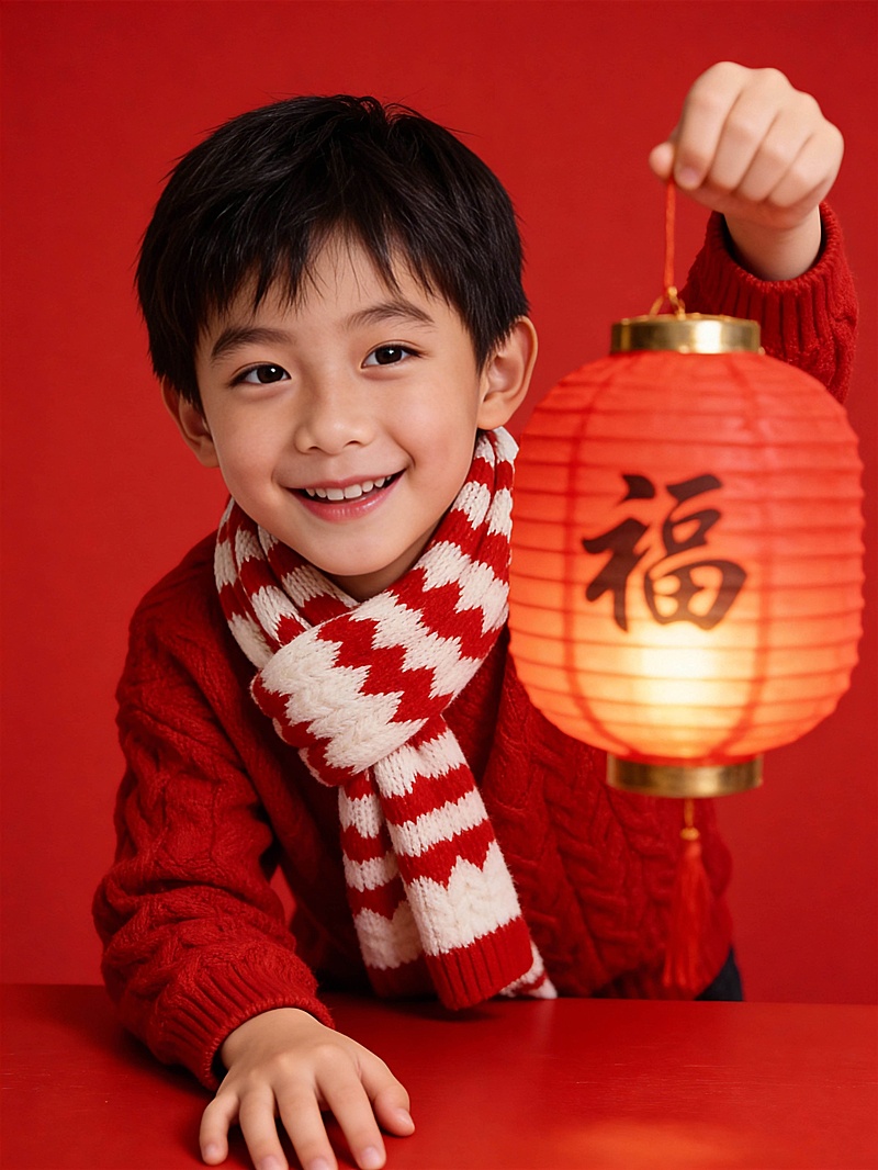 新春春节手提灯笼可爱拜年照