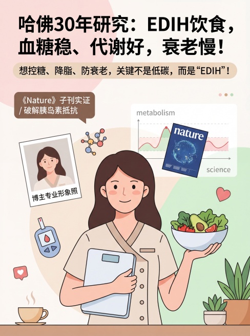 一、视觉风格提示词： 1. 主体与构图：
 
一张扁平插画风格的海报， 。画面中央是一位温柔亲切的女性营养师或健康教练的卡通形象，她面带温暖鼓励的微笑，一手拿着一个简约的体重秤，另一手端着一碗色彩鲜艳预览效果