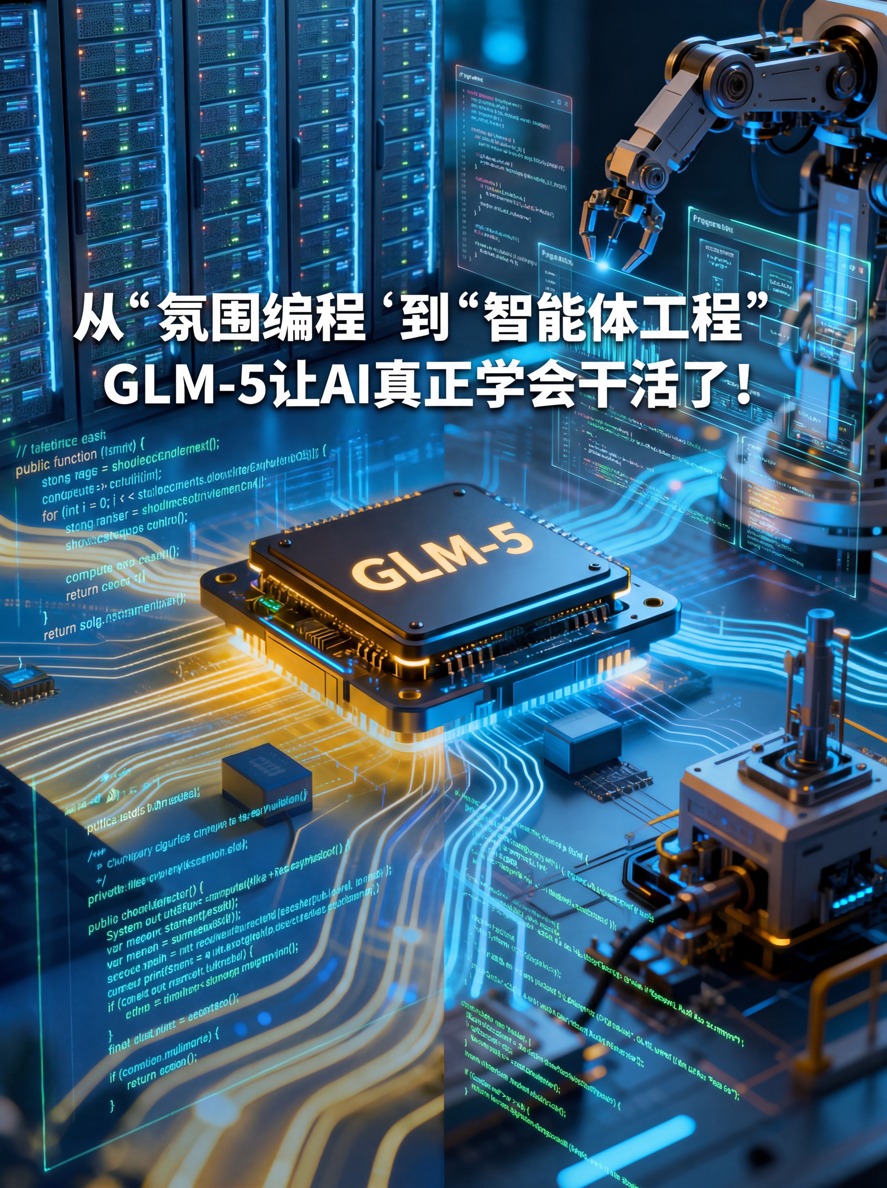 强化画面的技术创新感，添加大规模算力集群元素体现算力生态，突出… - 图片创意预览