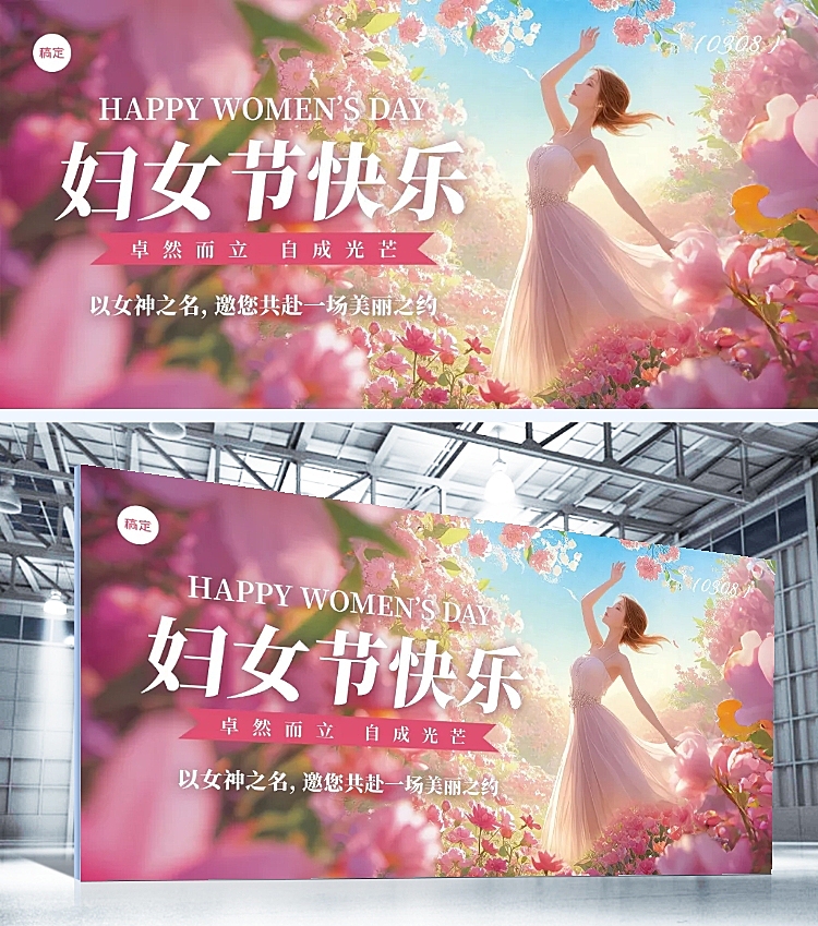 三八妇女节女神女王节节日祝福通用唯美感展板