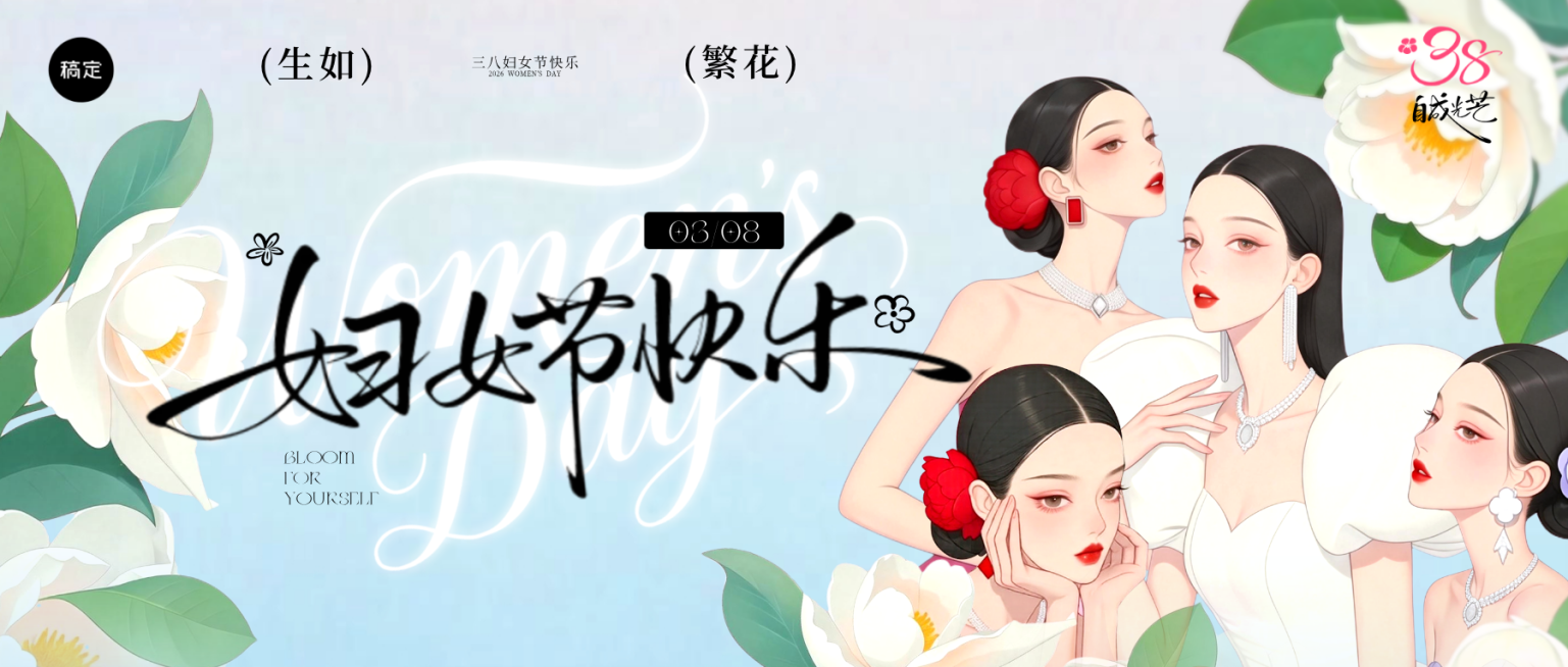 妇女节女神节女王节38节日祝福通用唯美感微信公众号封面预览效果