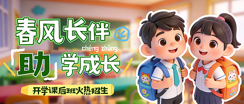 开学季课后补习班课程营销公众号首图