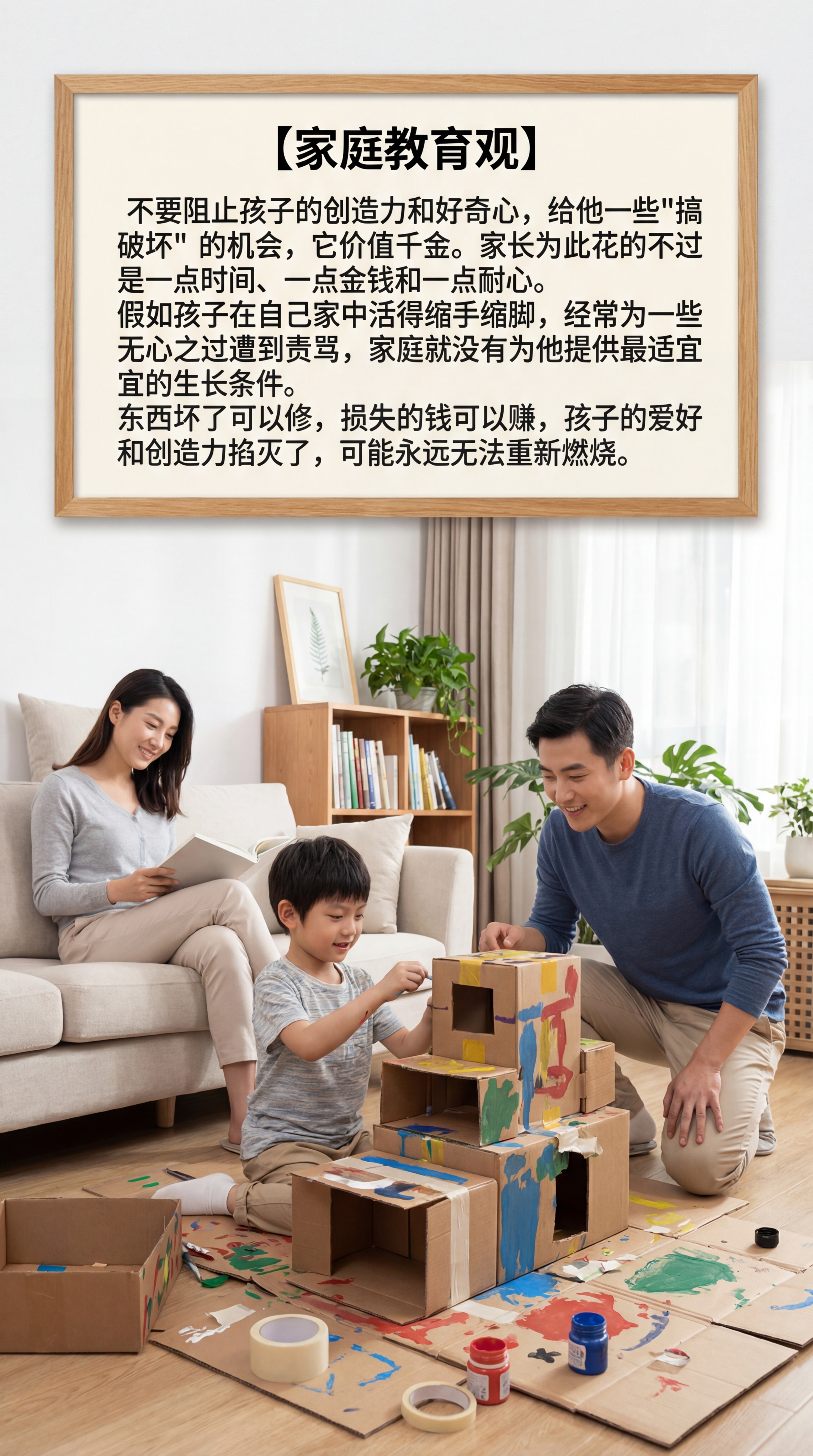 画面中有中国父母和中国男孩子，背景是温馨的家庭场景，清晰正确的… - 图片创意预览