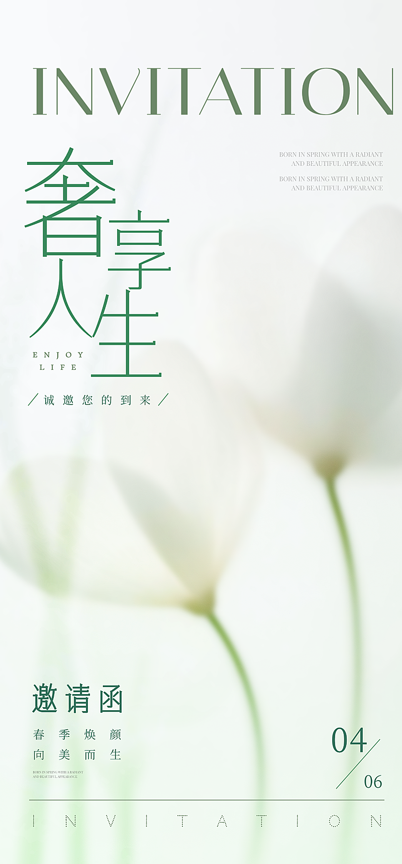 淡雅春季活动宣传邀请函