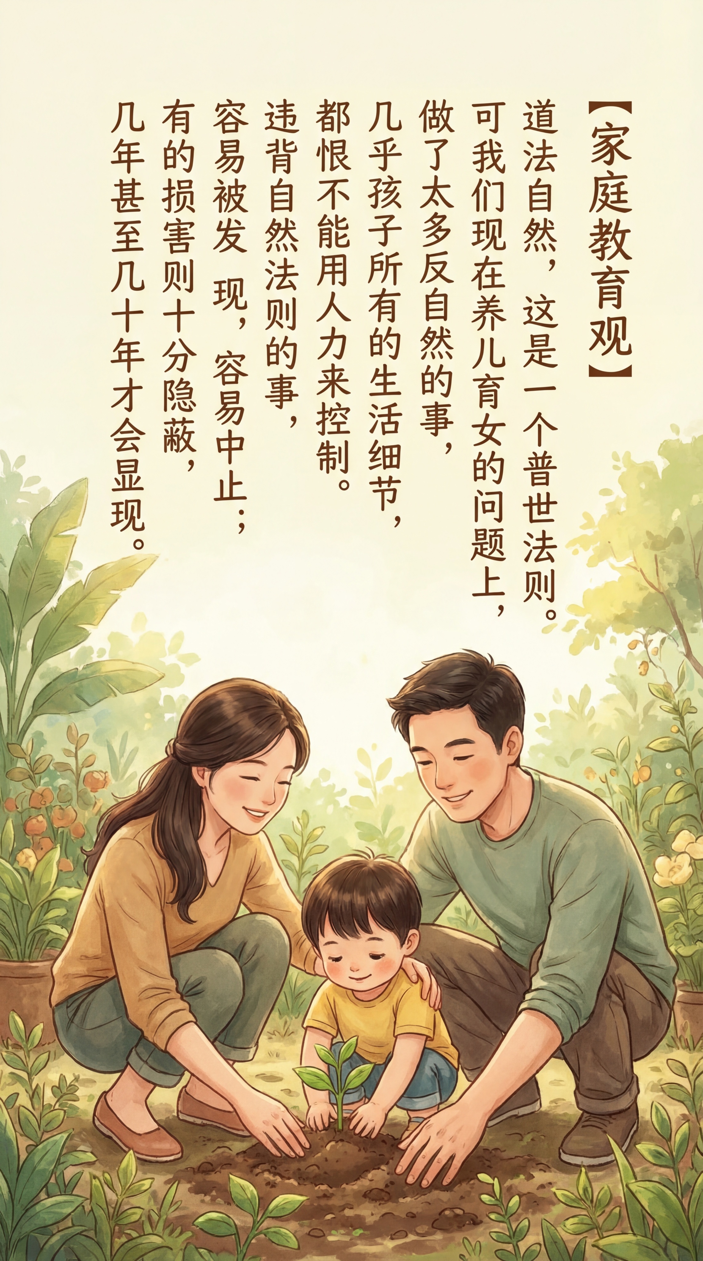 家庭教育主题宣传海报，画面中有中国父母和中国孩子，氛围温馨自然… - 图片创意预览
