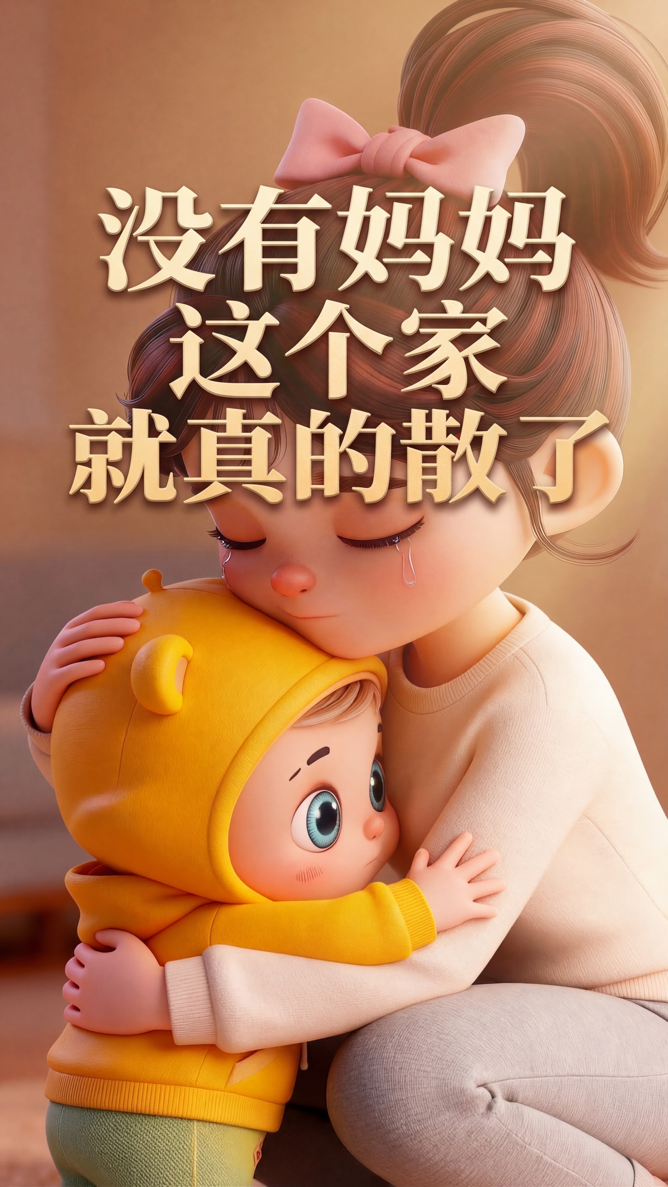 在原图基础上生成海报，整体风格温馨，搭配醒目的配文“没有妈妈这… - 图片创意预览