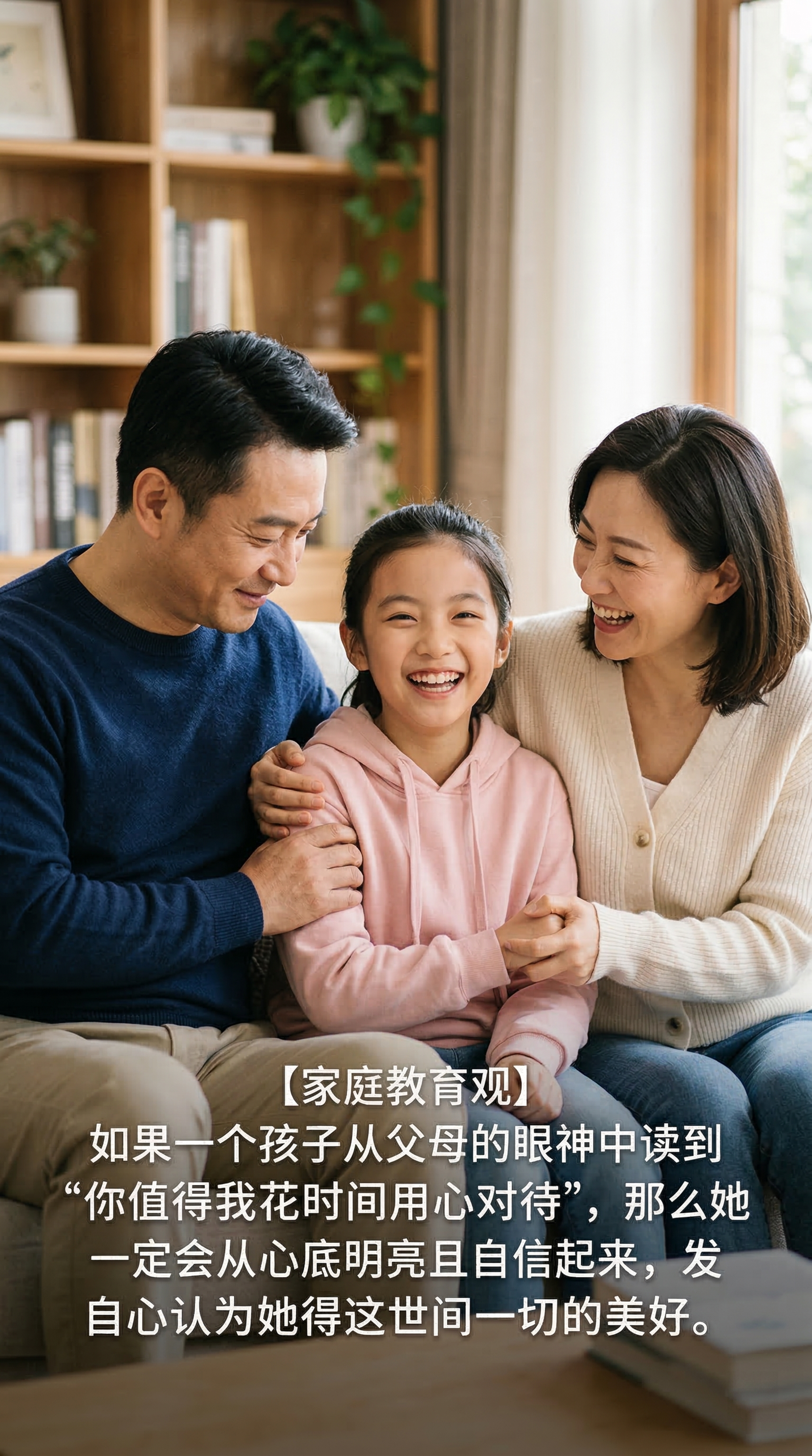 画面主体为中国父母和中国女孩子，三个人相处氛围温暖有爱，父母眼… - 图片创意预览
