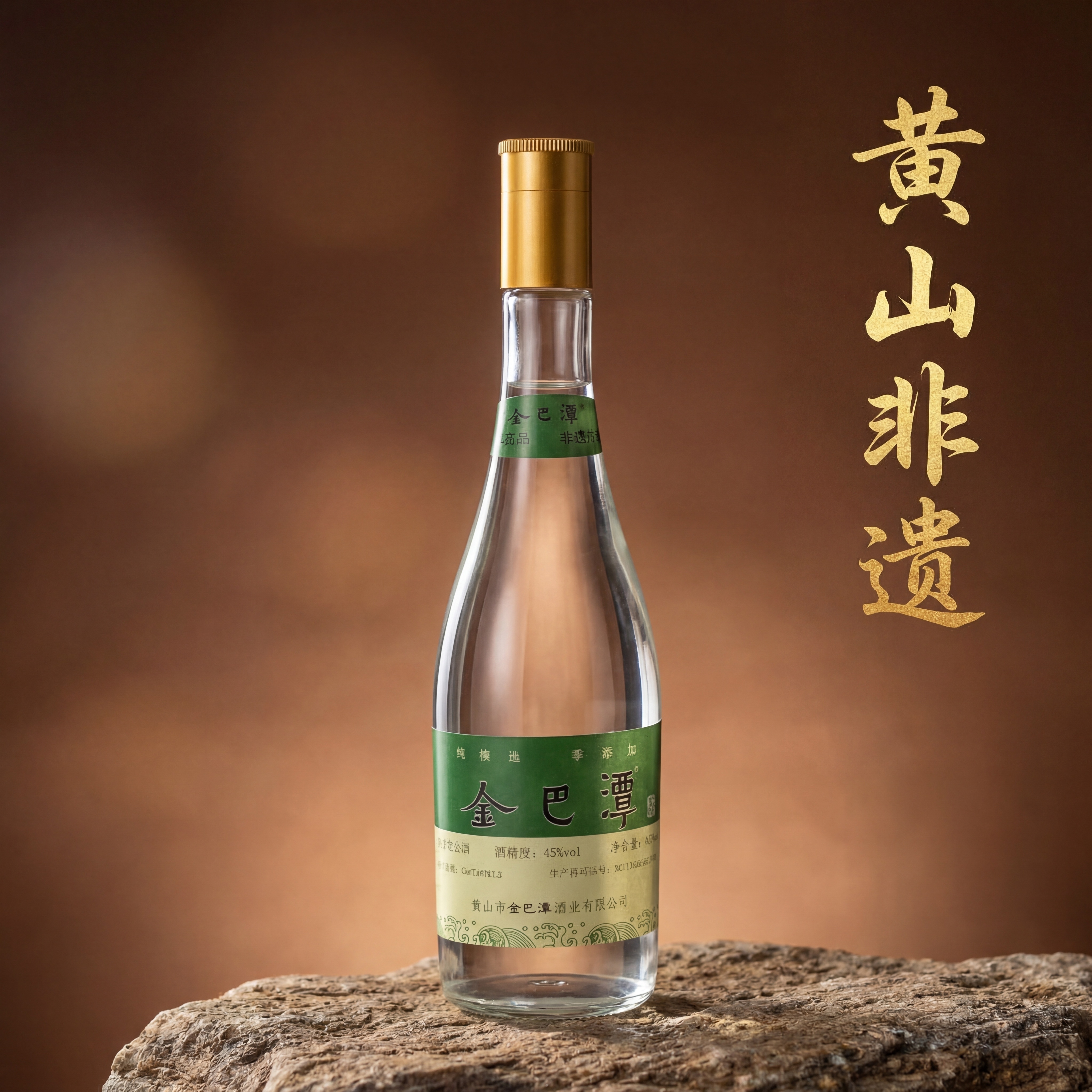 一瓶金巴潭53度白酒，保持瓶身原有文字和Logo原样，保持主体… - 图片创意预览