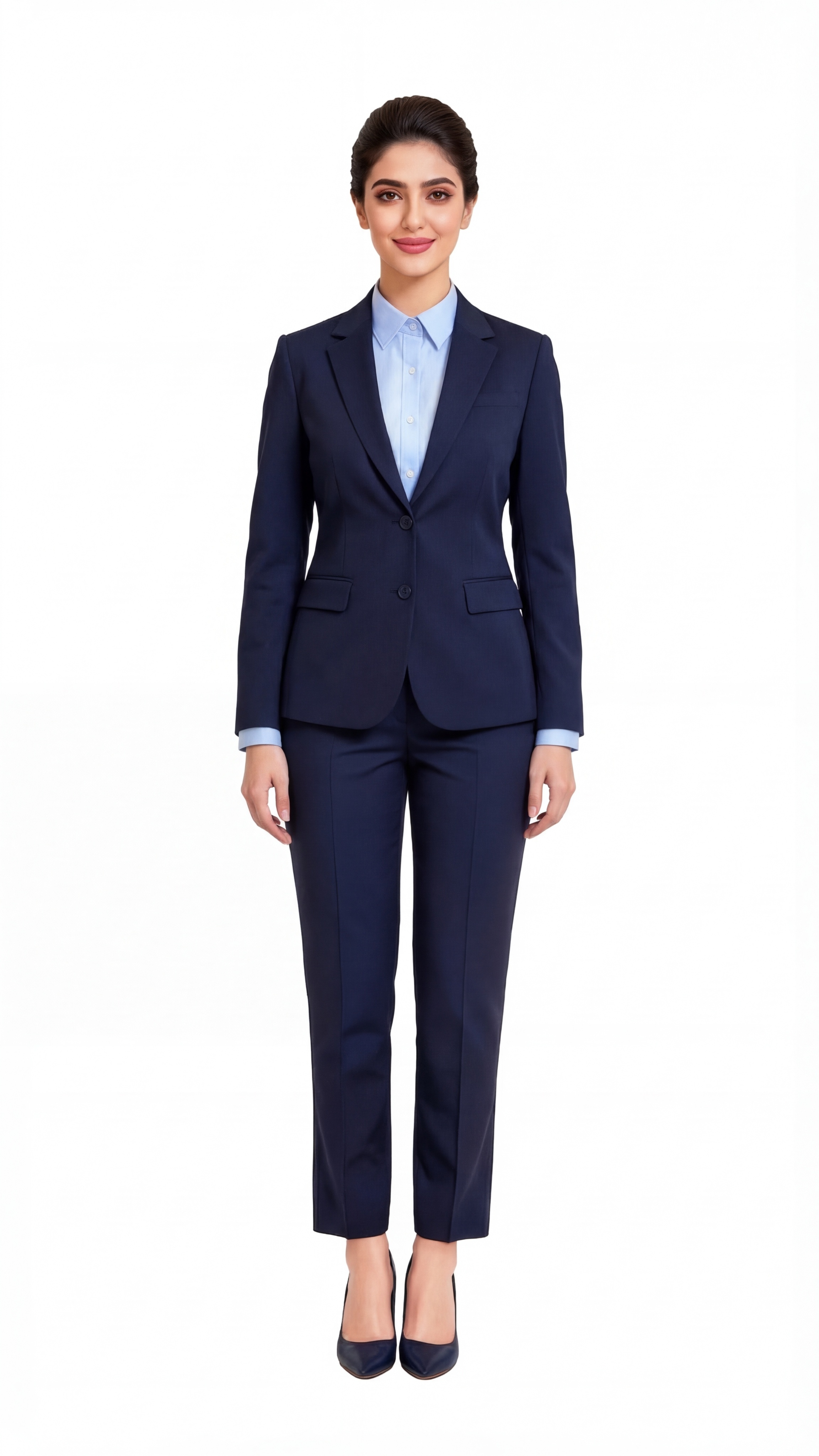 调整图中人物的手部姿势为自然垂放在身体两侧，其他服装、发型、背… - 图片创意预览