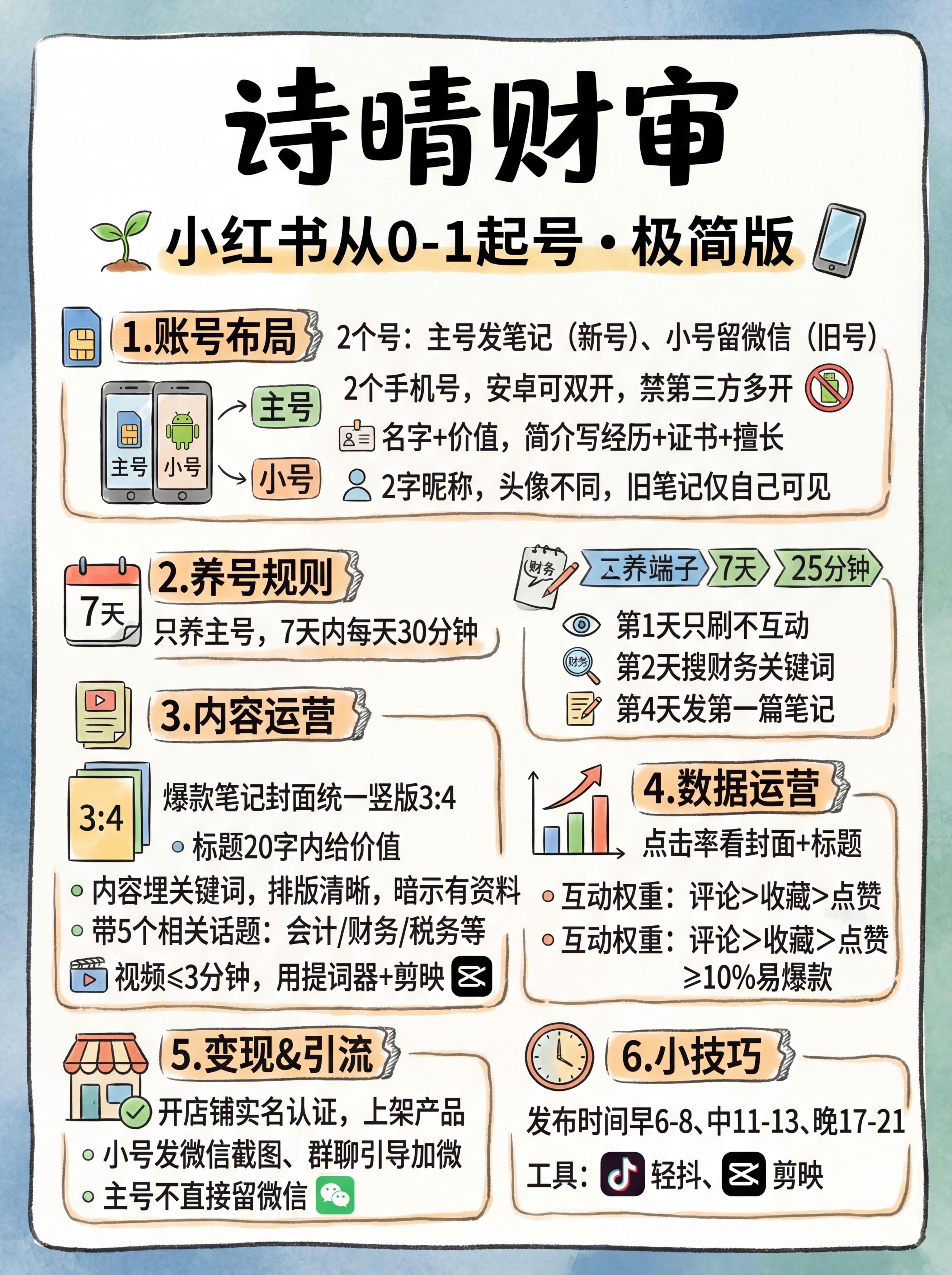 手绘风格竖版中文信息卡，汉字为高优先级矢量图层，搭配简洁字体和… - 图片创意预览