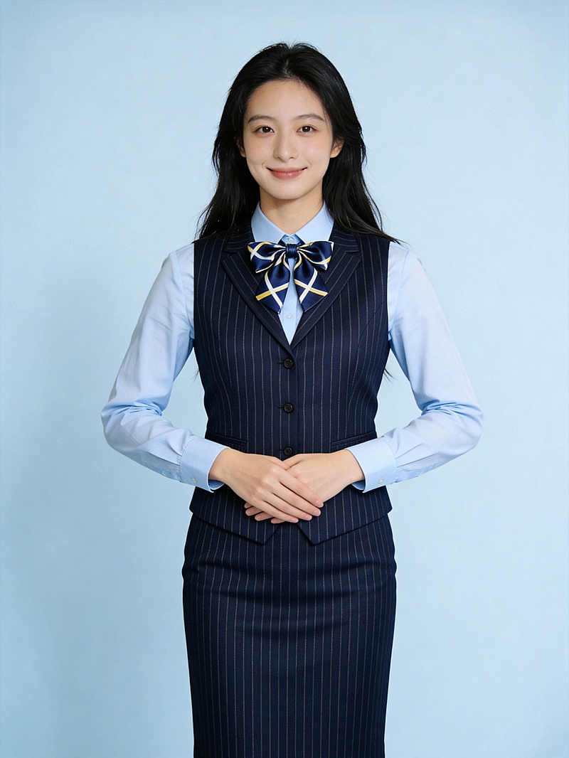 专业正式风银行蓝色女性职业形象照