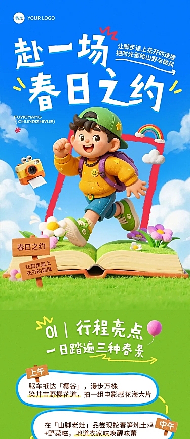 春季旅游出行旅行社春游踏青定制团文章长图