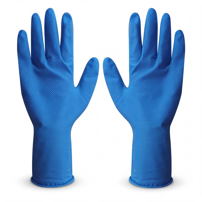 专业一次性蓝色丁腈手套产品摄影，保留自然手掌纹理，去除不合理褶皱，光影柔和均匀，造型立体饱满，纯白背景，8K，超写实，商业精修，柔和阴影，高质感光泽，电商主图，细节锐利预览效果