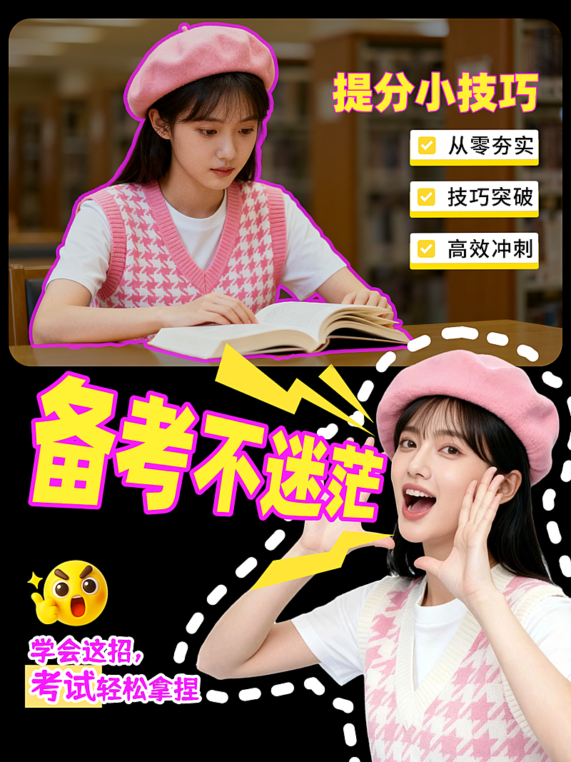 考试，考公，学习类小红书视频号vlog封面