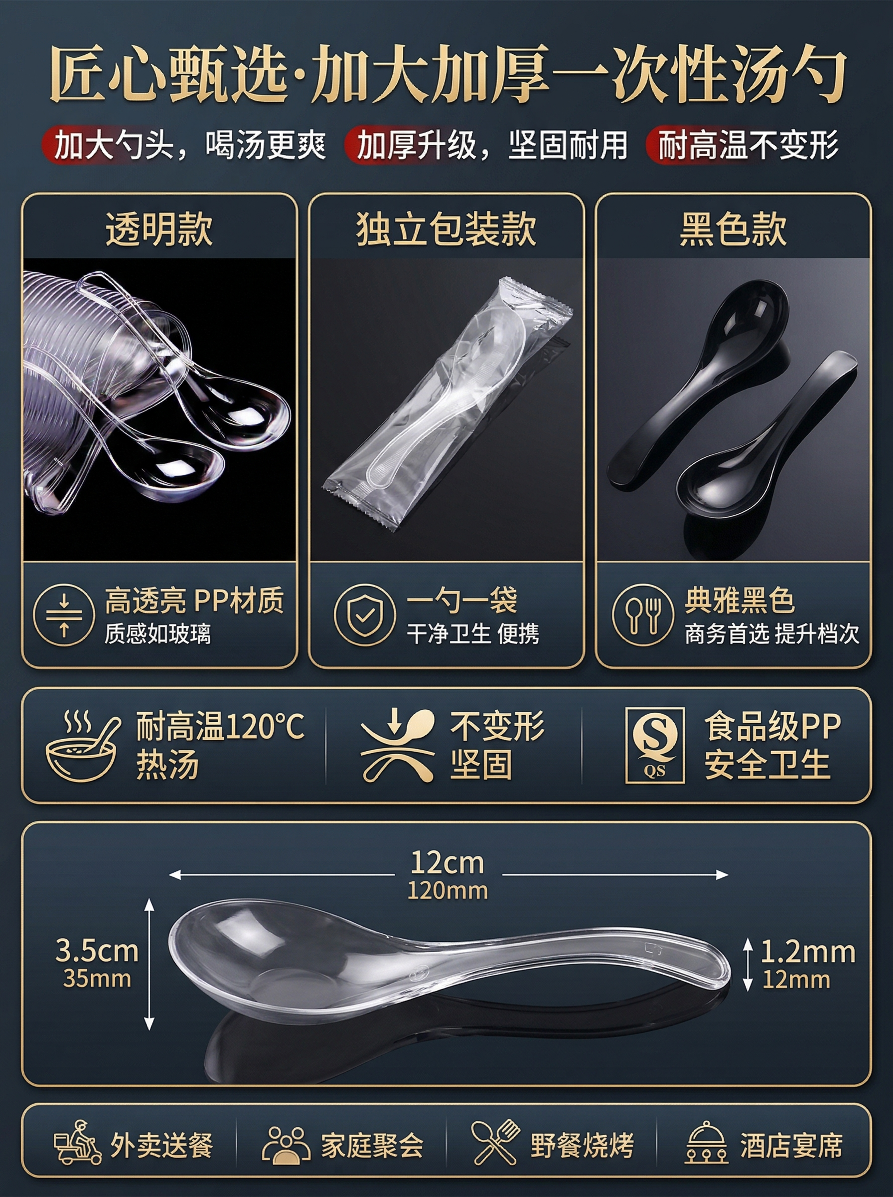 一次性汤勺商品详情图，适配1688平台，风格美观大方高档大气，… - 图片创意预览