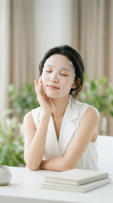 Extremely simple style portrait photography, pure white and light green color matching, an oriental预览效果