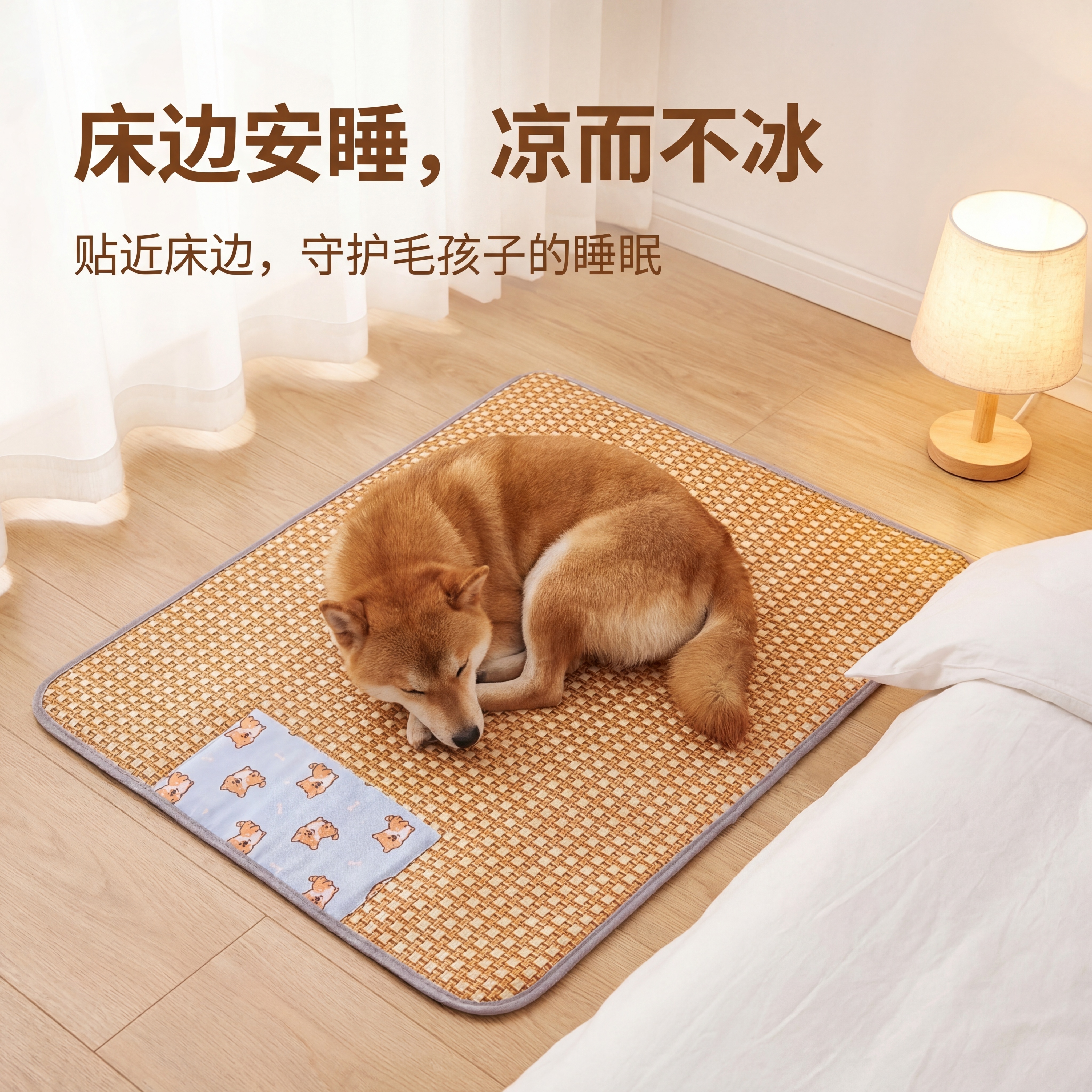严格还原上传的嬉引力宠物凉席产品图，包括包装设计、颜色、LOG… - 图片创意预览