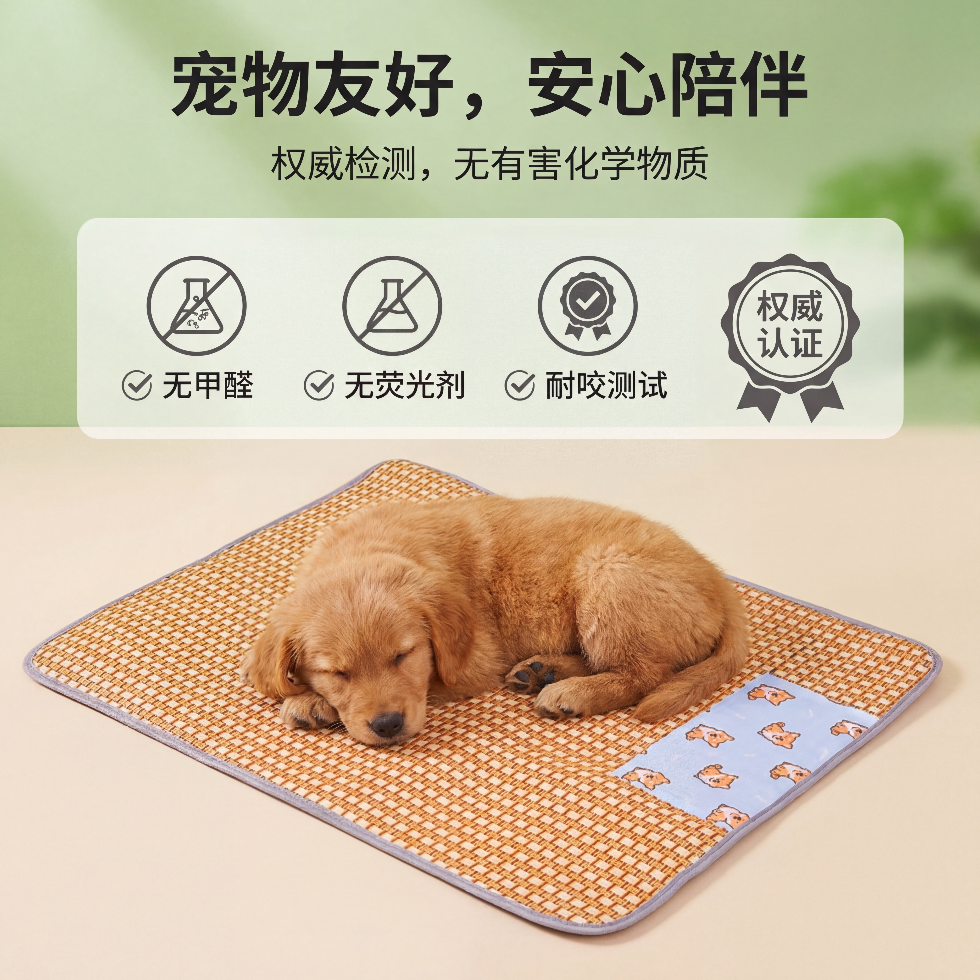 严格还原上传的嬉引力宠物凉席产品图，包括包装设计、颜色、LOG… - 图片创意预览