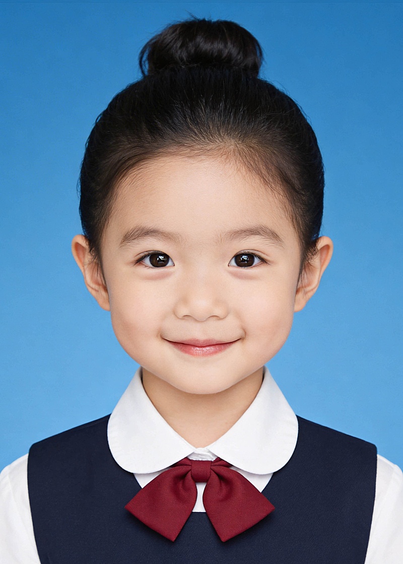 娃娃领幼儿入园证件照女孩