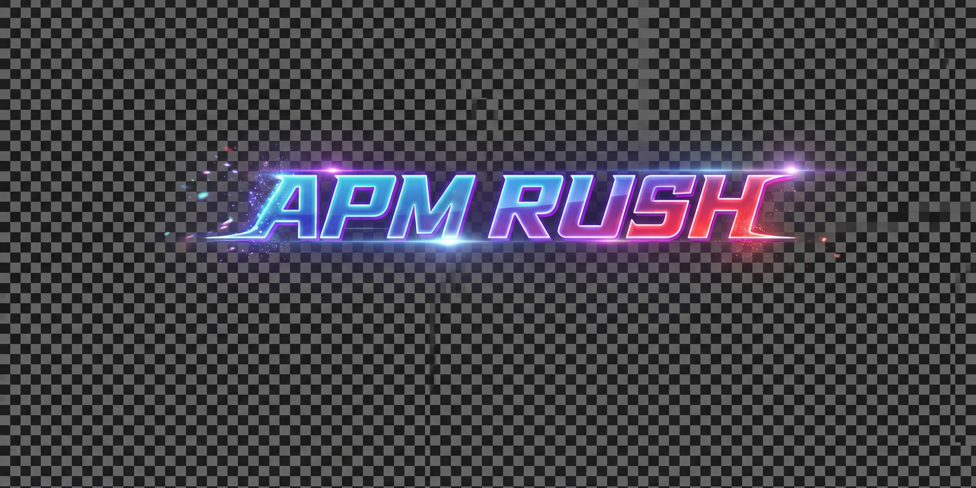 抠出图中的英文艺术字“APM RUSH”，保留原有的霓虹发光渐… - 图片创意预览