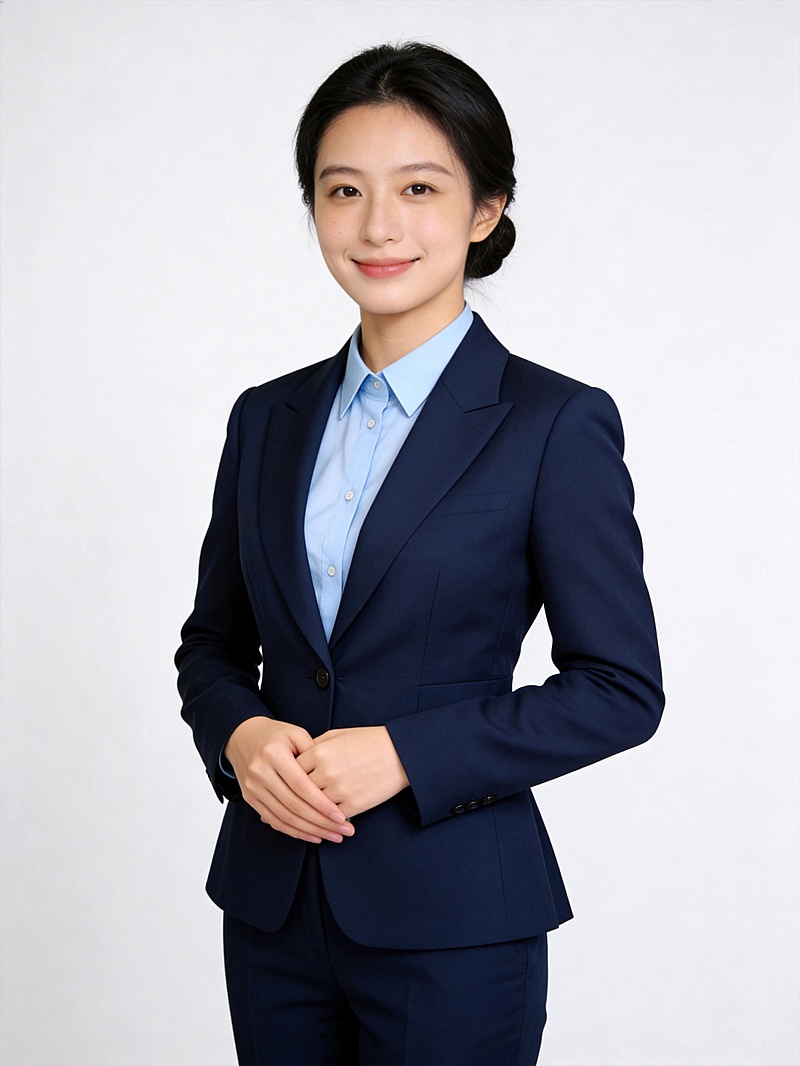 专业保险蓝色西装女性职业形象照