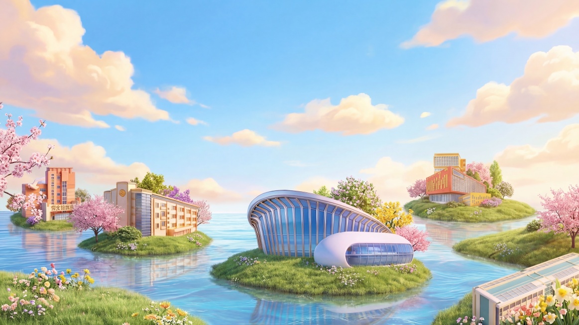 保留原有暖春花开C4D风格和构图，大幅减少画面中的花朵数量，适当保留部分春日花卉装饰，保持整体清新明亮的暖春氛围预览效果