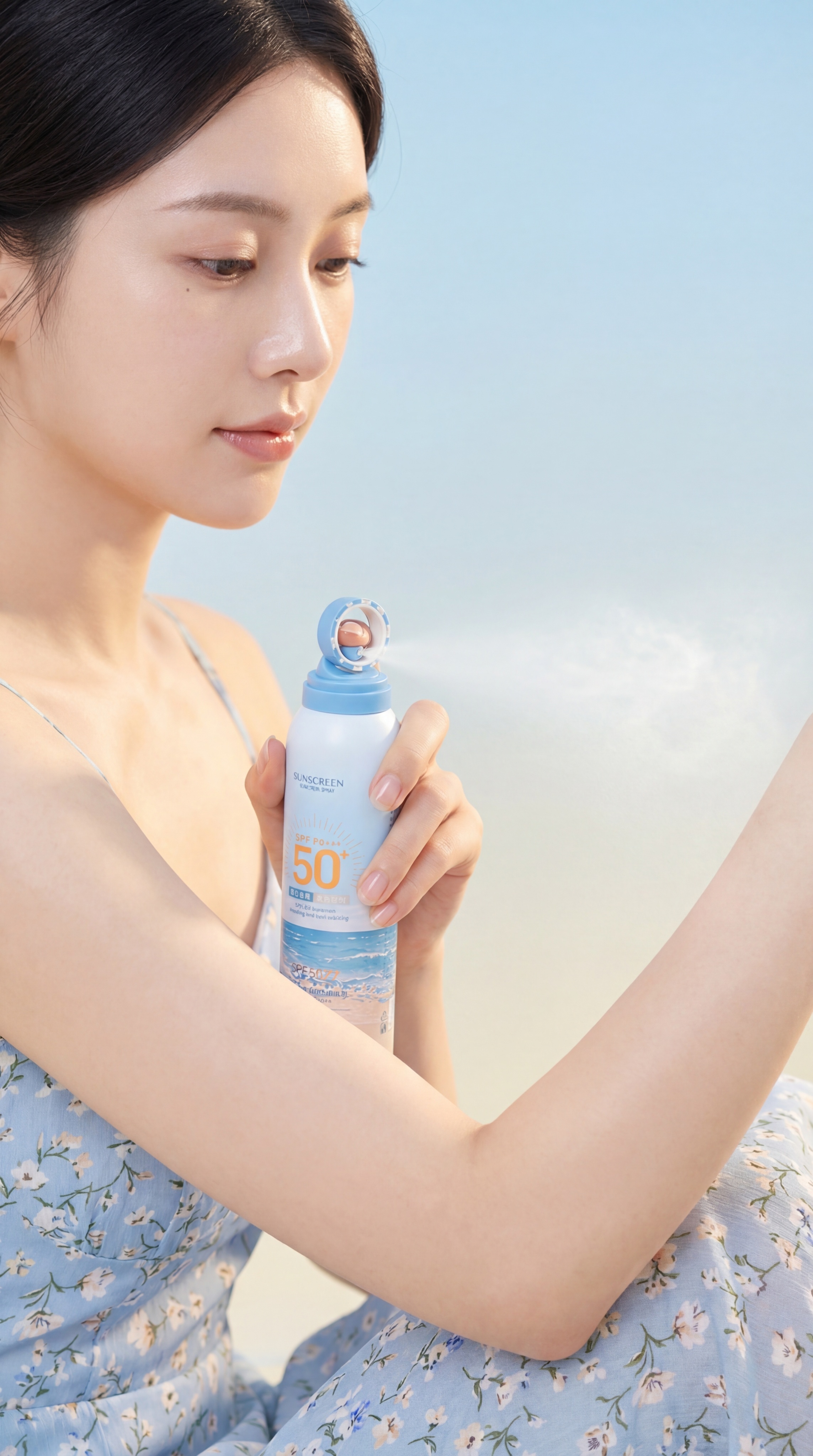 商业美妆摄影，美丽的韩国女模特，肌肤白皙通透，清新自然妆容，身… - 图片创意预览