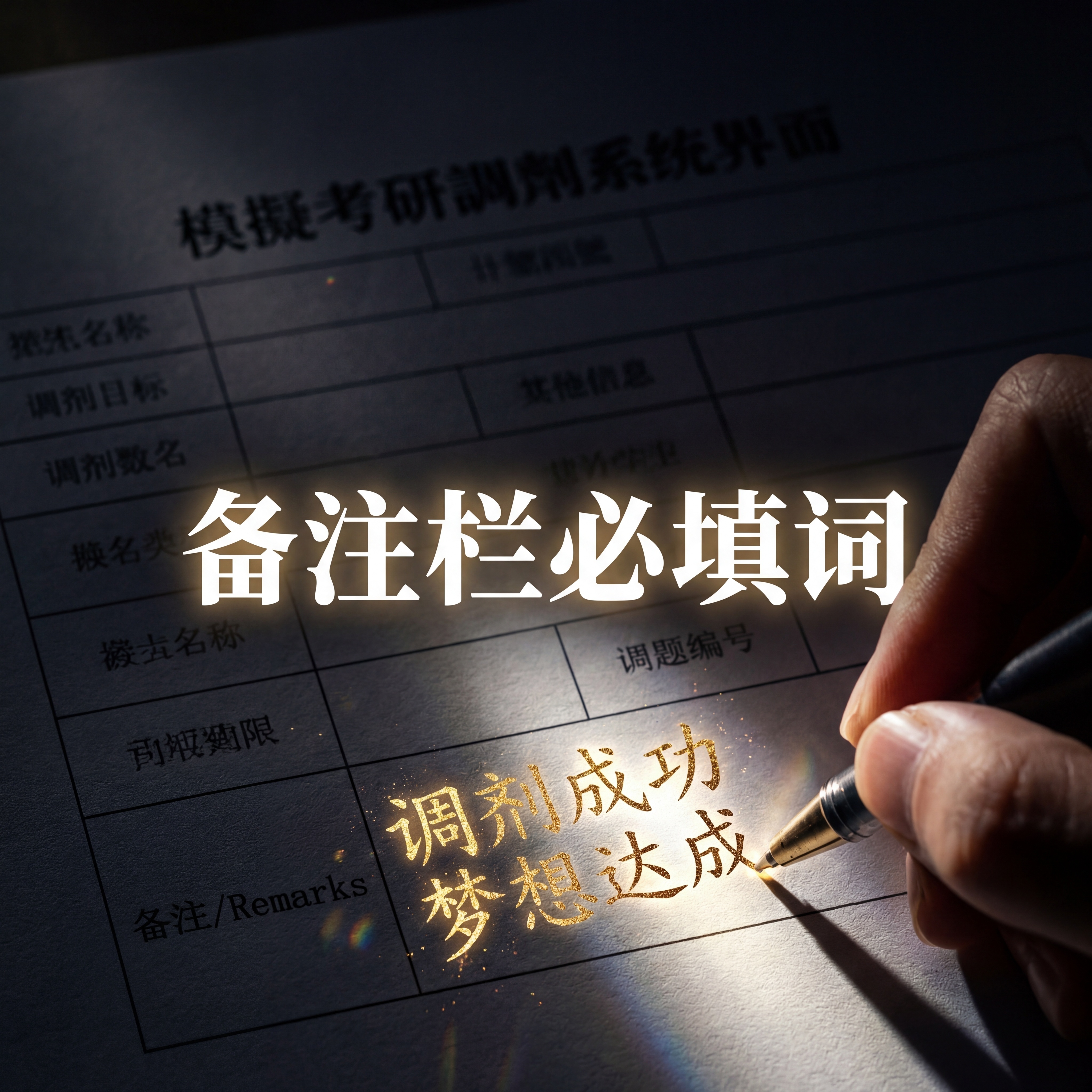 高清晰度微距摄影，暗色背景。画面中有一张模拟考研调剂系统界面的… - 图片创意预览