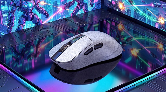 赛博朋克风3D场景，未来感十足的机械巨兽与霓虹都市交战，重拟物风格鼠标悬浮于金属质感桌面，科技感与酷炫感爆棚，虚拟现实氛围浓厚。