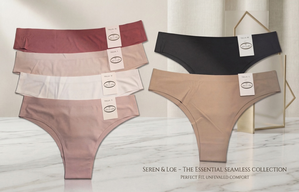 将图中原来的商品替换成左侧图片1的六条内裤，完全保持图2原有商品的大小、位置和构图布局。保持商品上原有的标签、文字、Logo不变，保持文字原样和Logo不变。匹配参考图的光影：光源来自左上方，在白色台预览效果