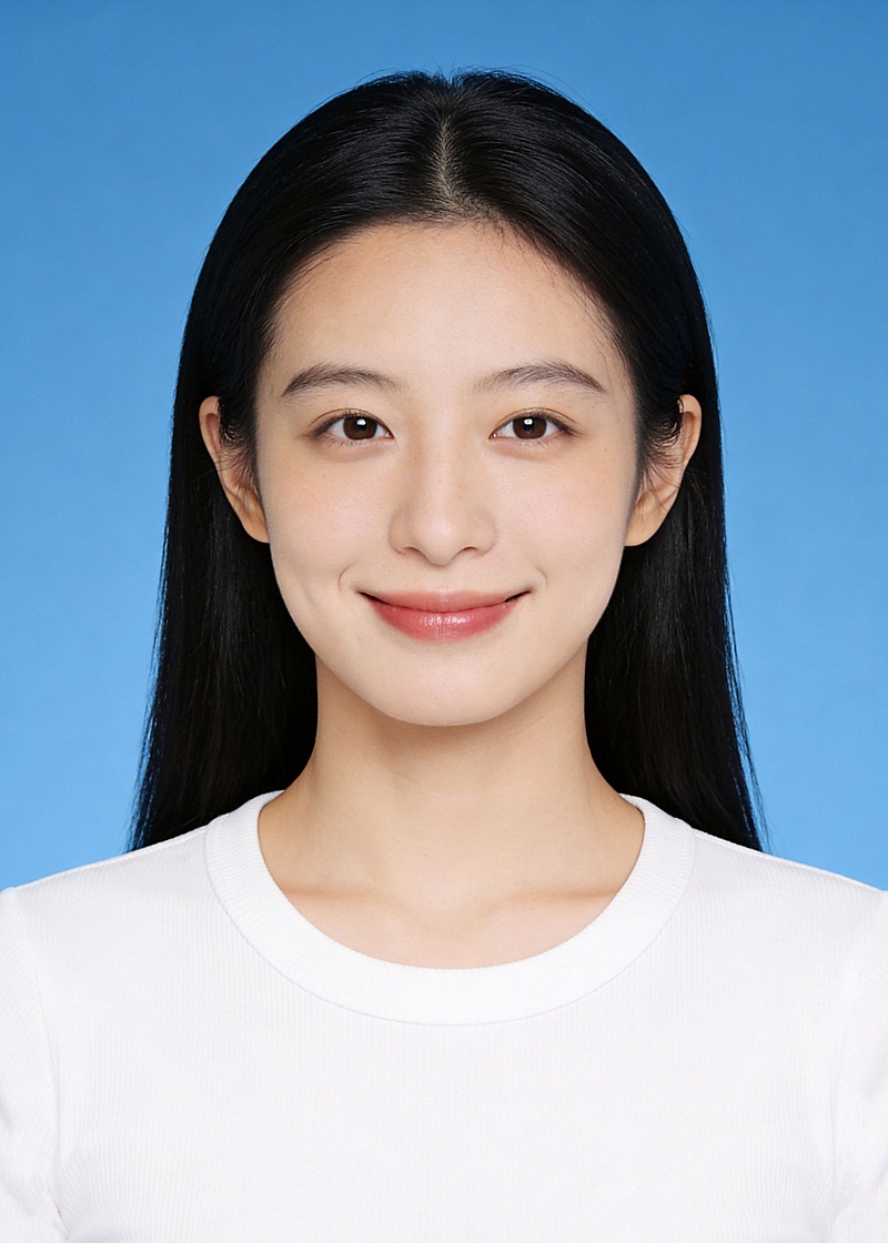 圆领白色短袖学生女性证件照