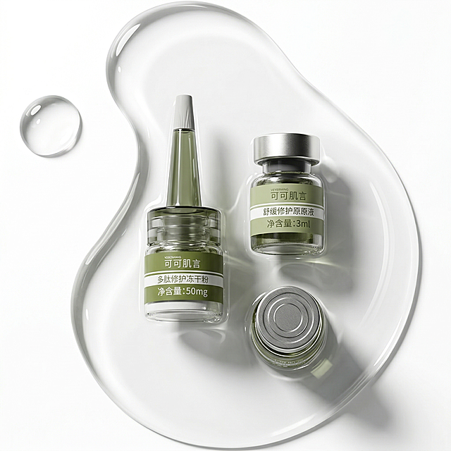 将图2的三个护肤品产品，融合到图1的透明液体里，产品尺寸更大一些，保证产品瓶身上的字体清晰不变形，不出现乱码，保证产品物理细节不变。
精准匹配透视角度，实现空间尺度物理融合，确保产品自然融入液体中。
重置产品光影，增强光照一致性，赋予自然光影及真实透明液体效果。
产品色温亮度与透明液体完全协调，玻璃材质增加环境映射。
消除视觉接缝，画面自然真实，保持原色调，强化商业摄影质感。
保持原图比例。4K分辨率。
负向提示词: 抠图白边,阴影方向错误,光影不匹配,透视错误,空间比例失调,巨物感,微缩模型感,悬空,违背物理常识,贴纸感,视觉接缝,边缘生硬,变形,扭曲,画面被裁剪,比例改变,背景被篡改,文字变形,乱码