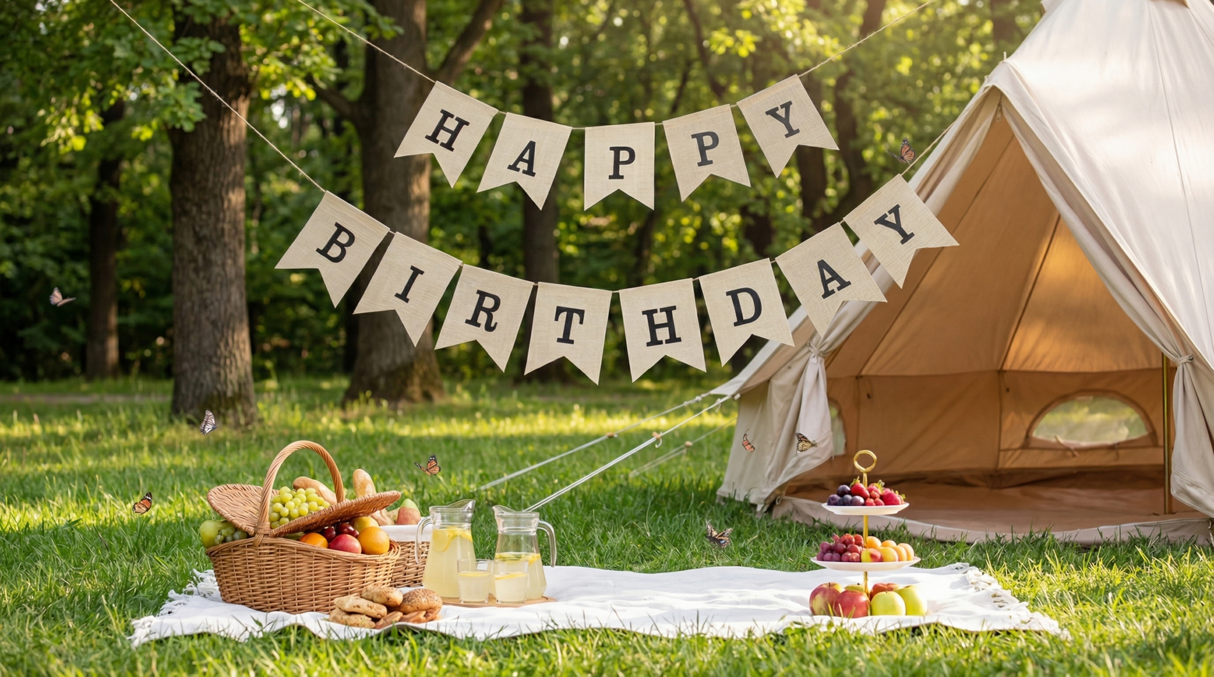 将本产品（米色麻布燕尾旗生日横幅，文字为HAPPY BIRTH… - 图片创意预览