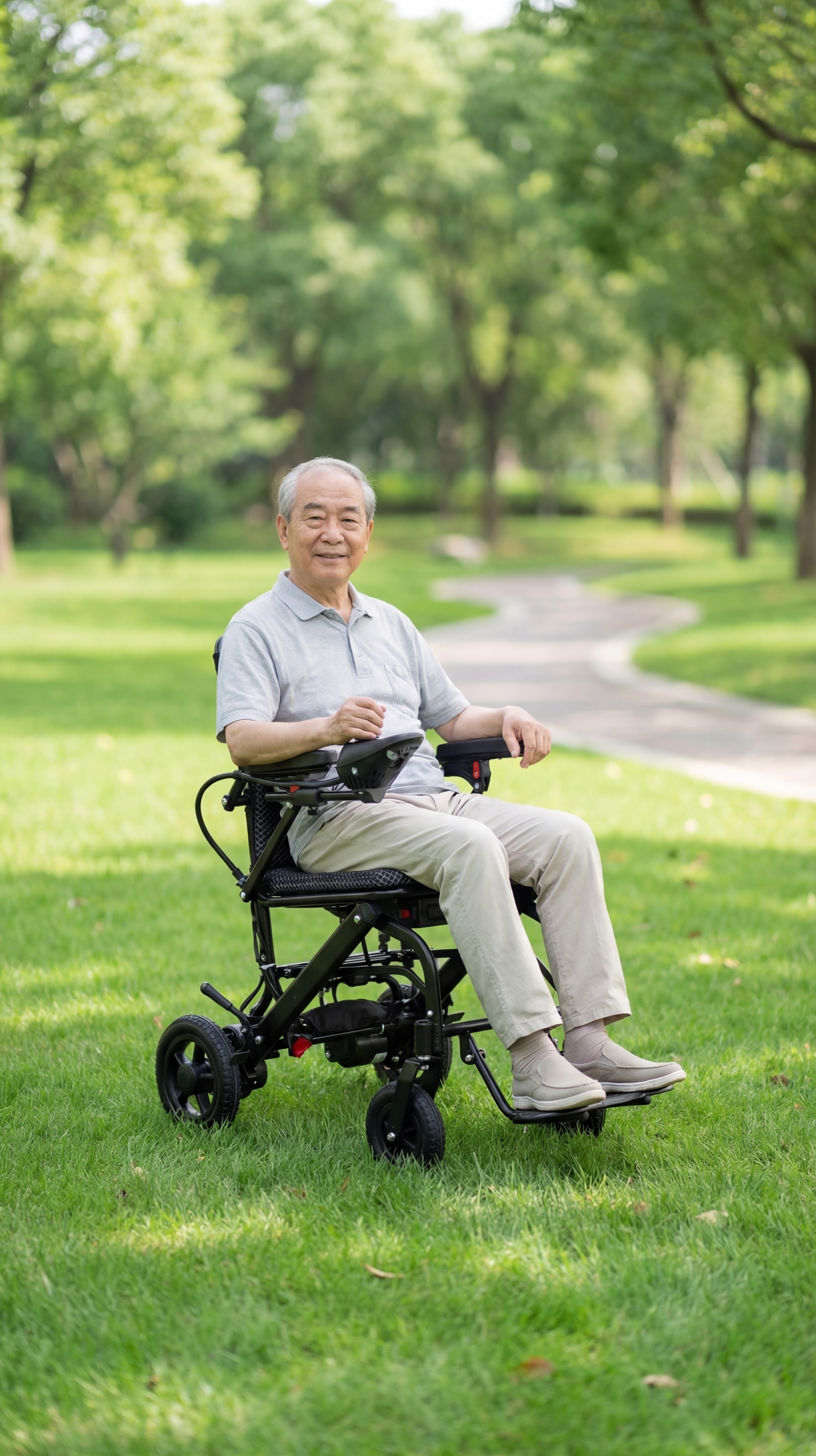 原图产品是黑色折叠电动轮椅，保持物理结构绝对不变，严禁扭曲变形… - 图片创意预览