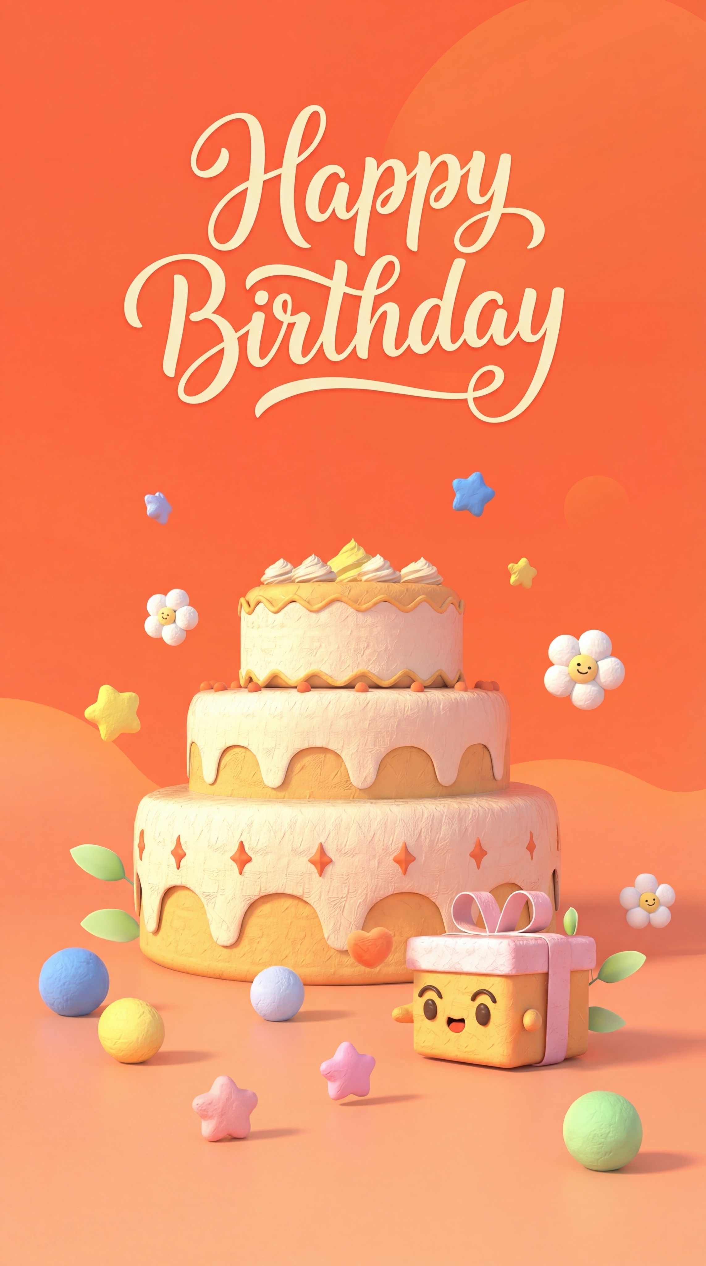 参考上传文件50%风格，制作竖版生日海报，3D软粘土卡通风格，… - 图片创意预览