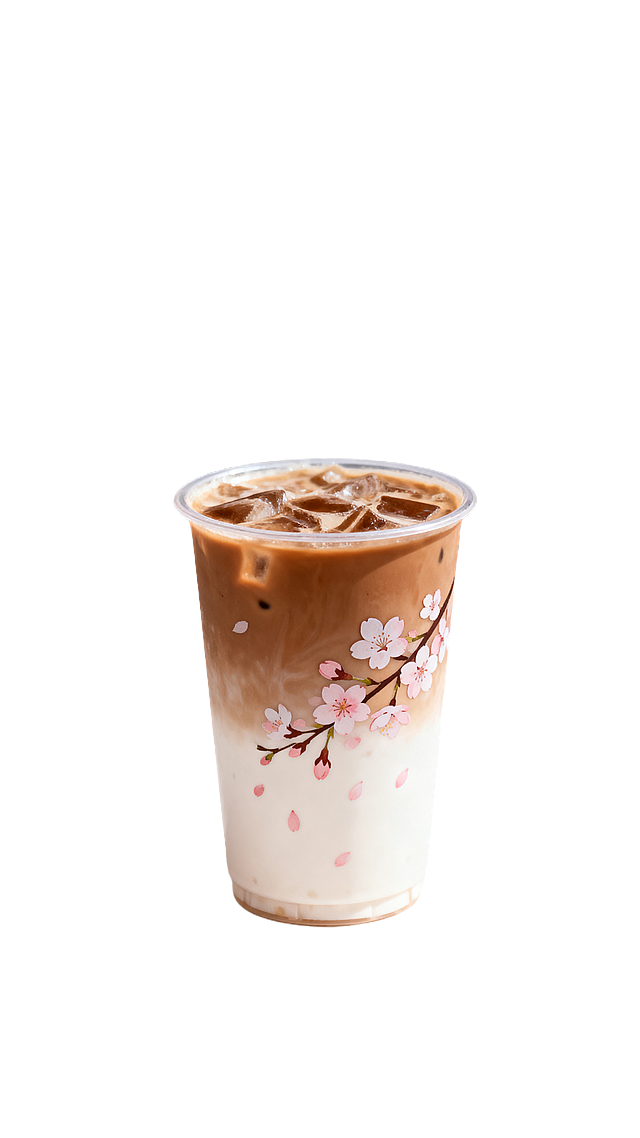 春日奶茶店促销海报，清新治愈风格，画面加入樱花元素，配色为肉桂粉和纯净白，主标题文字："春日限定买一送一"，副标题文字："全场第二杯半价"，简约排版，高清商用