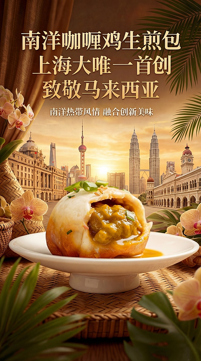 明确修改：在第二行文字'上海大唯一首创'的'上海大'和'唯'之间，添加一个'大'字，使整行文字变为'上海大大唯一首创'，确保文字修改准确，保留原图所有其他内容、风格、构图完全不变