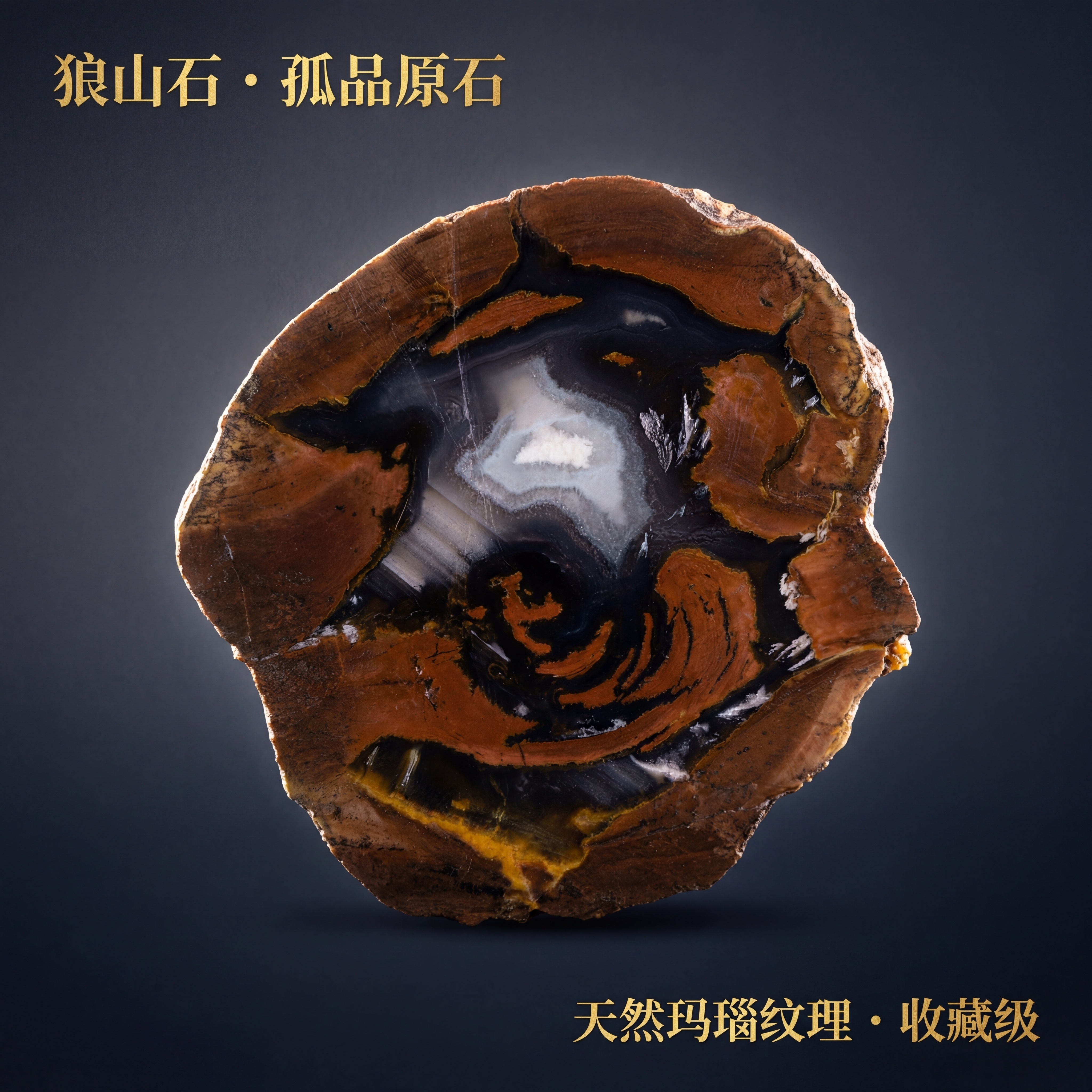 「图片1」视觉主体：以狼山石切片为绝对核心，采用「居中特写 +… - 图片创意预览
