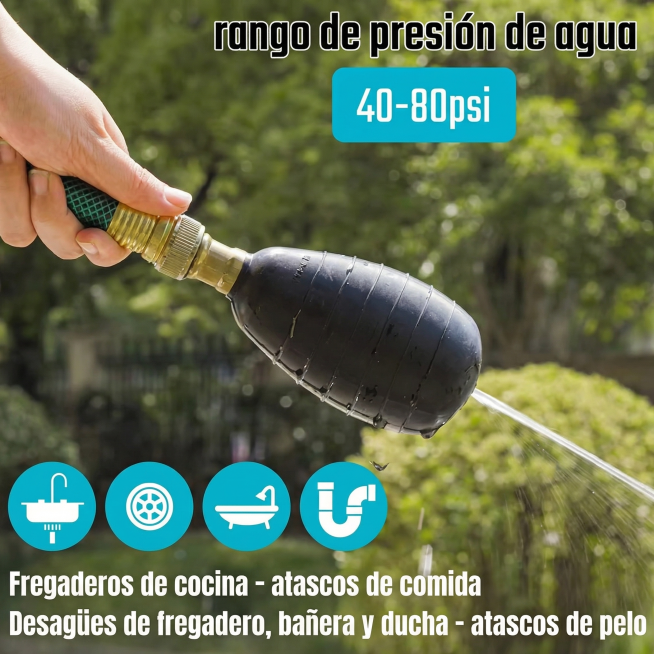 将图片中的所有英文替换为西班牙语：
1. 顶部文字"water pressure range"替换为"rango de presión de agua"
2. 蓝色框内"40-80psi"保留不变
3预览效果