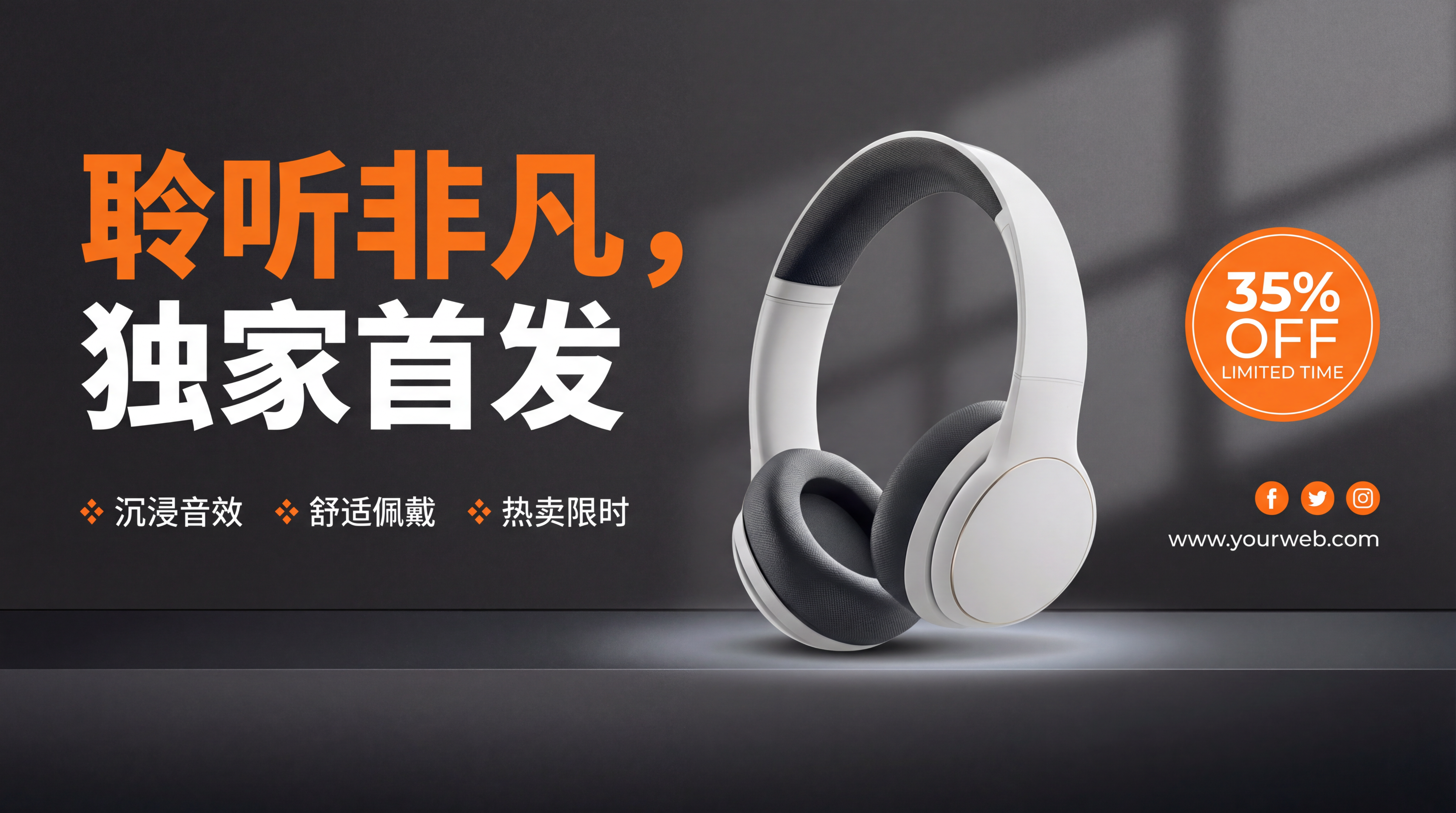参照图片image1的排版布局，将image2中的白色头戴式耳… - 图片创意预览