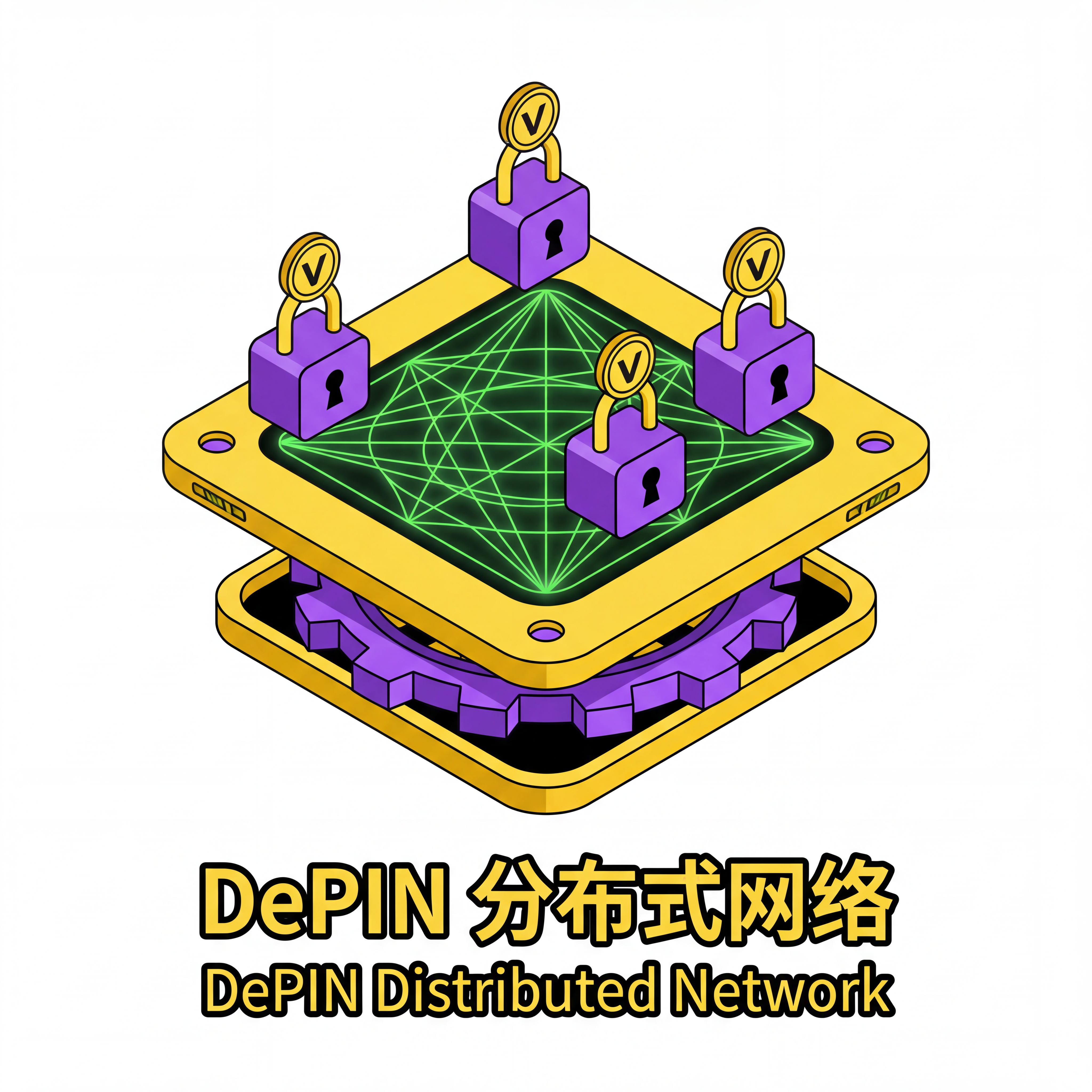 单独提取并生成这张图中第三个核心能力图标“DePIN 分布式网… - 图片创意预览
