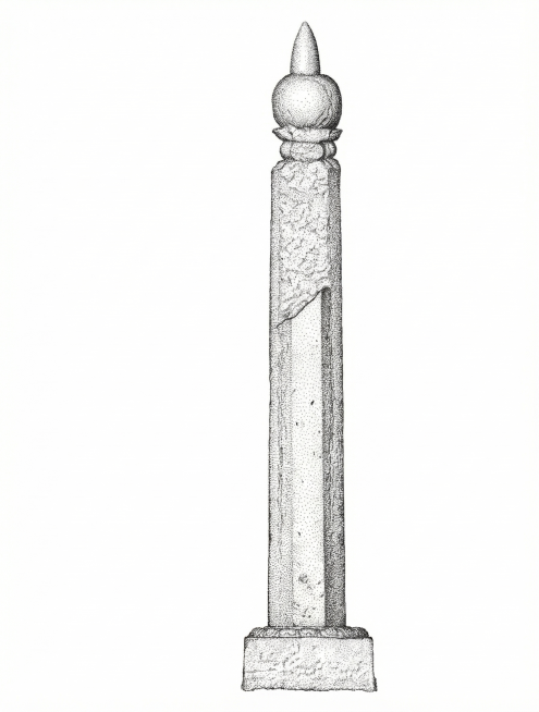 严格保持原石柱形状完全不变，生成超写实素描，左上45度角打光，使用意大利点描画派技法，细致刻画表面纹理，干净精准的轮廓线，通过超精细黑色墨点的疏密排布来塑造体积、光影和质感，纯白背景，严谨学术风，高分预览效果