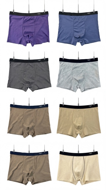 基于提供的6款不同颜色的男士内裤，参考最后一张6宫格白色背景图的布局，生成6宫格男士内裤颜色参考图。要求白色干净背景，每一款内裤保持原颜色，有悬挂感，内裤整洁无折皱，整体相似度达到90%，腰头上LOG预览效果