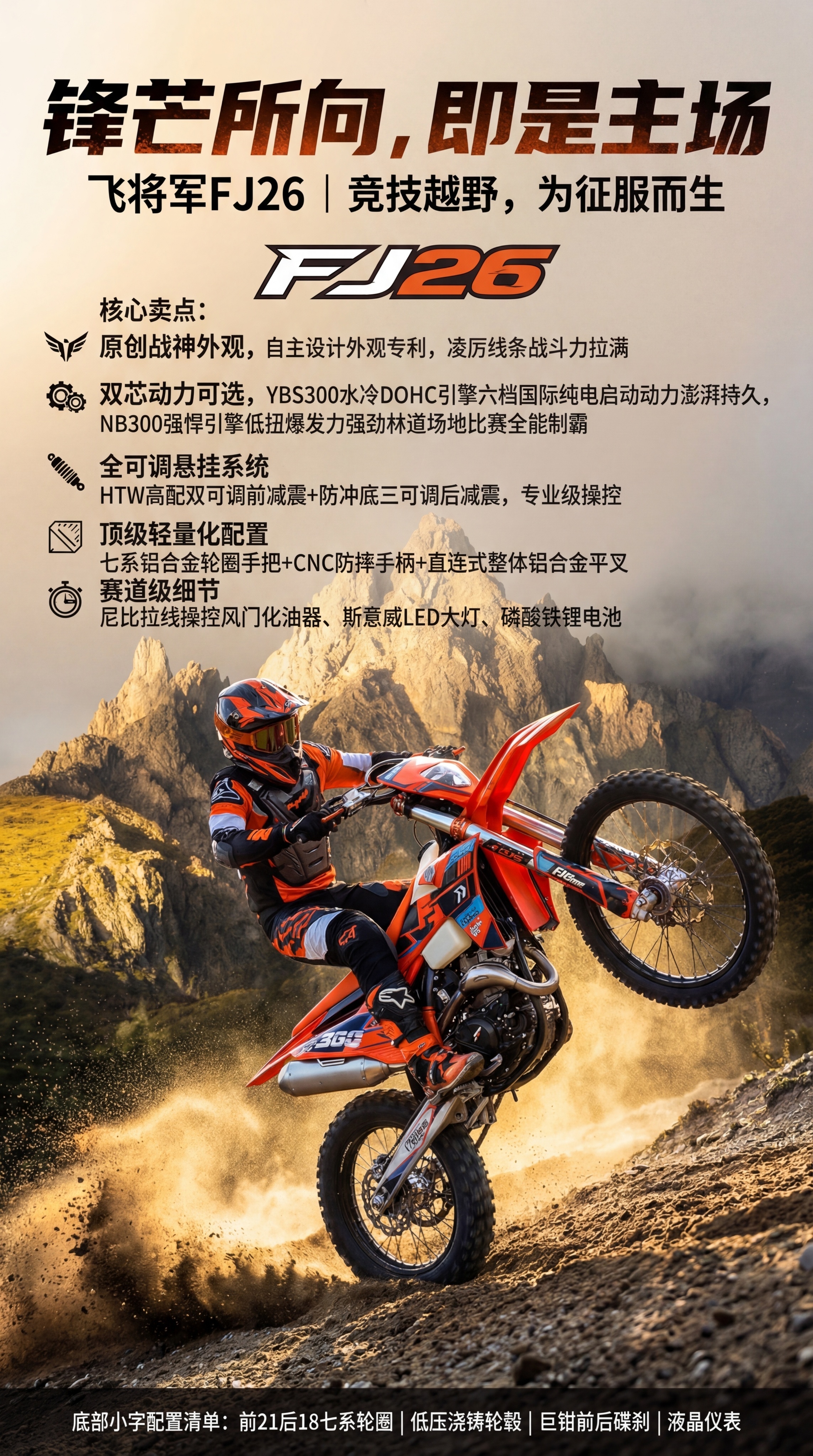 9:16竖幅越野摩托车海报，产品型号FJ26(YBS300/N… - 图片创意预览