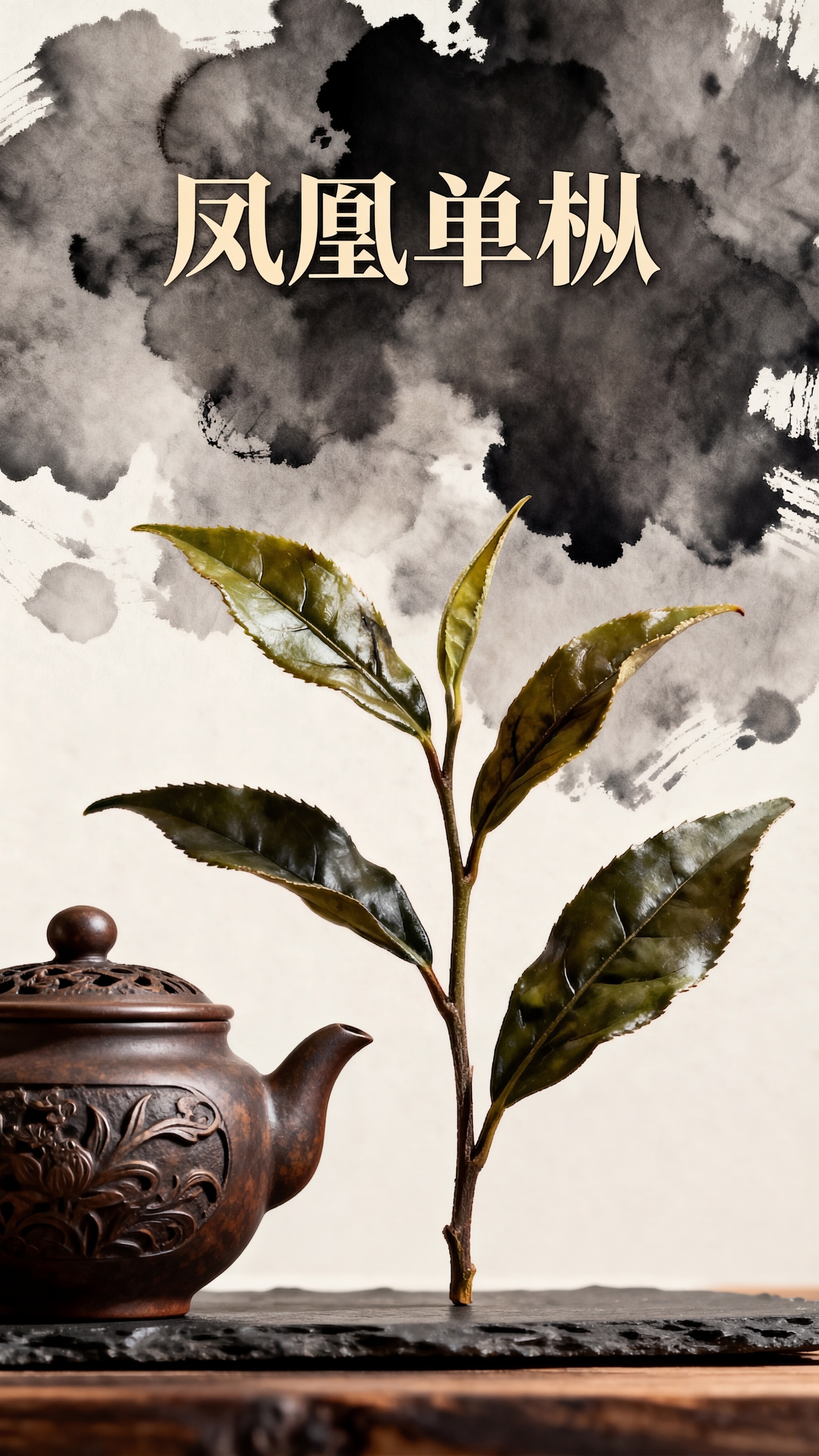 把除"凤凰单枞"以外的所有文字都去掉，保留原有茶叶和茶具以及水… - 图片创意预览