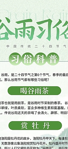 水墨风谷雨节气习俗科普长图