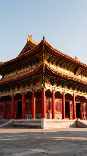 去掉图片中右上角那一束阳光效果，保留建筑主体与整体光影氛围，保持原有构图和风格不变预览效果