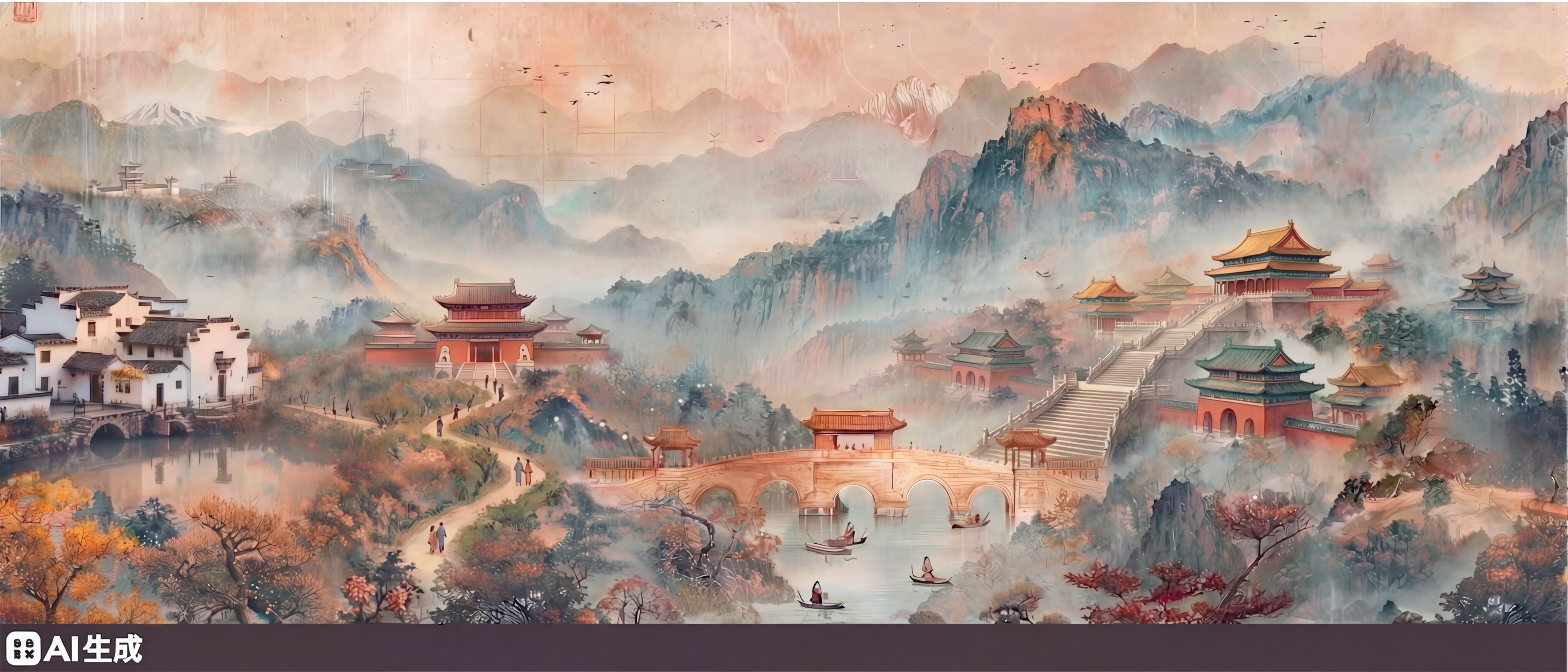 将桥梁和故宫之间的道路改成台阶形式衔接，提升画面中所有建筑的清… - 图片创意预览