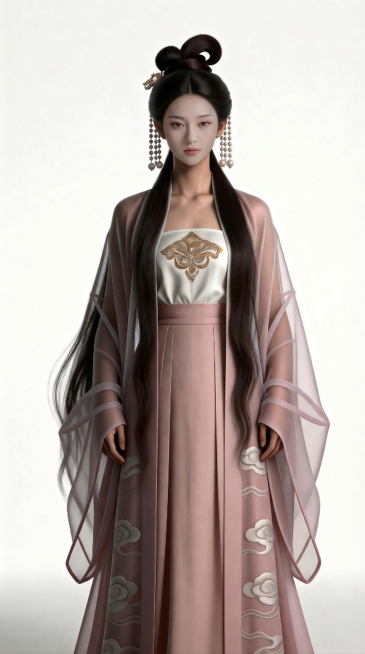 将图一空白的脸部区域替换为图二中人物的脸部，保持整体风格一致，光影和色彩自然融合，保留原图的服饰发型和背景预览效果