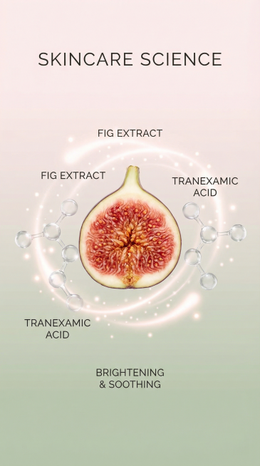 A professional 9:16 infographic style shot. In the center, a fresh sliced fig. Ethereal, glowing lig预览效果